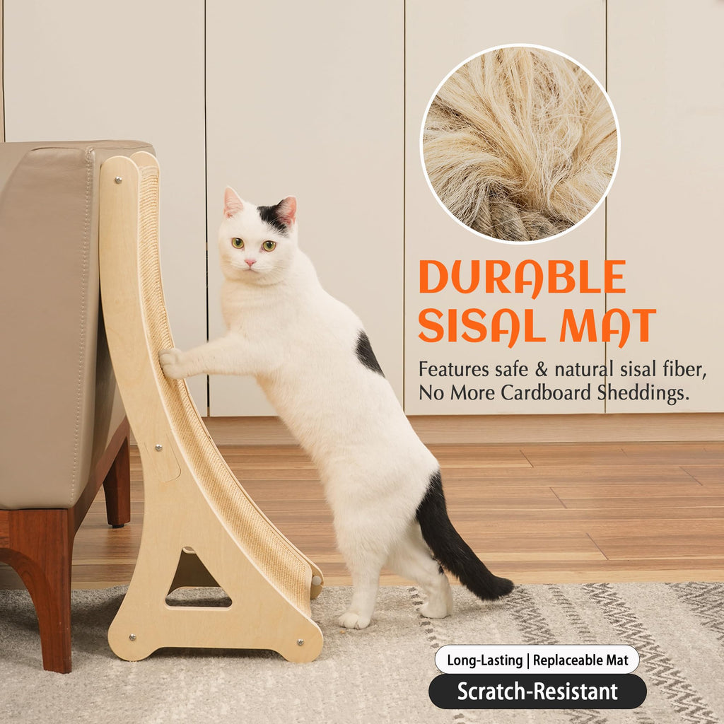 PETKARAY Couch Corner Cat Scratcher, 28.5" Sisal Scratching Post for Cats | Corner Wall Scratch Pad for Furniture Protection, Large Vertical Cat Scratching Post with Plush Base