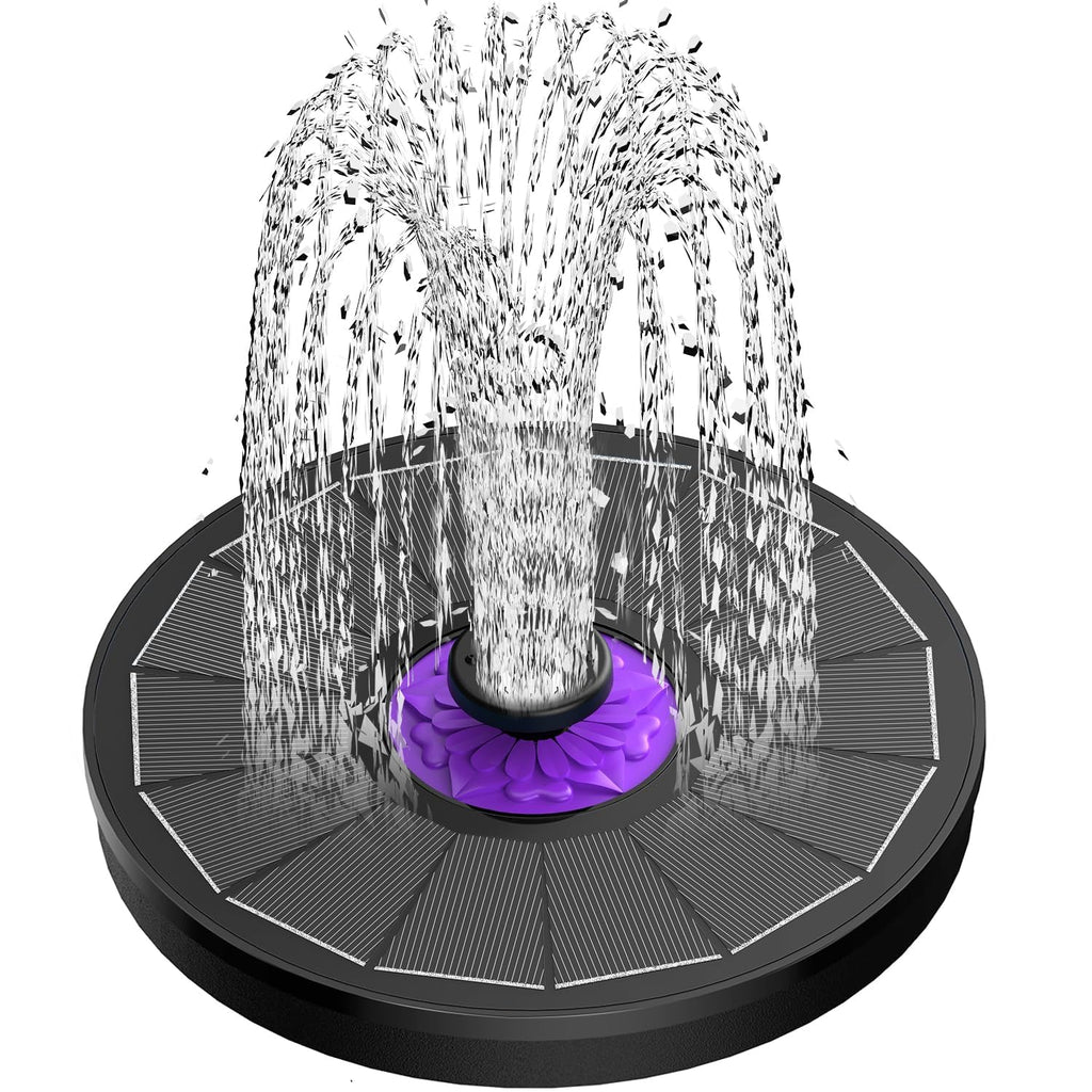 SZMP Solar Fountain 3.5W Bird Bath Fountains with Flower Upgraded Glass Panel, Solar Powered Water Fountain with 7 Nozzles & 4 Fixer, Solar Fountain Pump for Bird Bath, Garden, Pond, Outdoor -Black