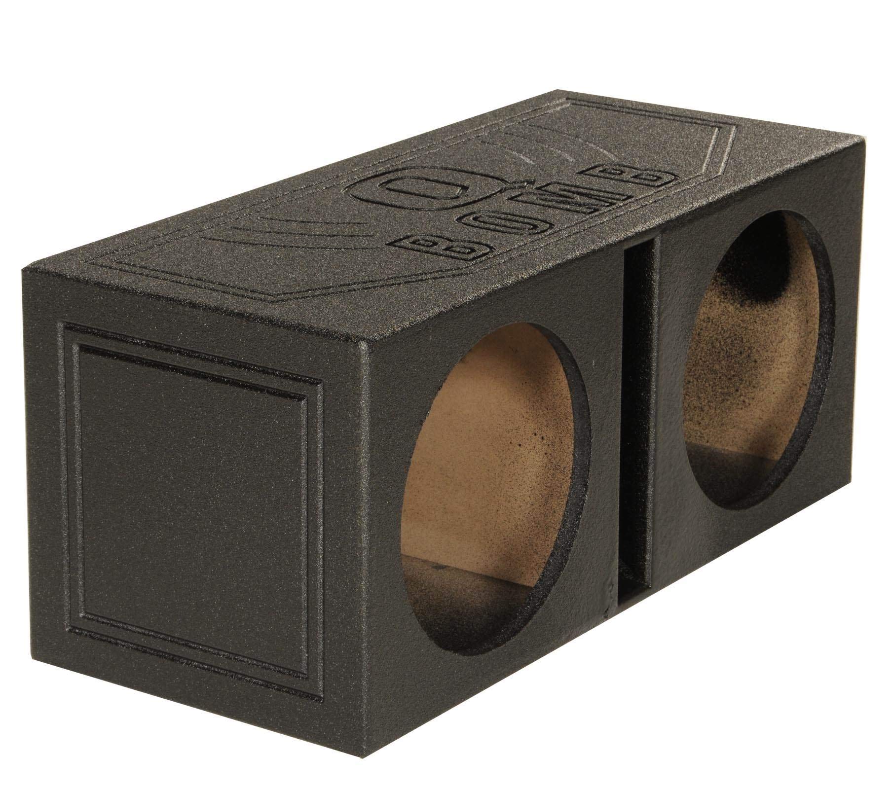 QPower 12 Inch Dual Subwoofer Box, High-Performance Vented Speaker Enclosure, Black - Car Audio and Sound System Accessories - Portable Equipment for Subwoofers