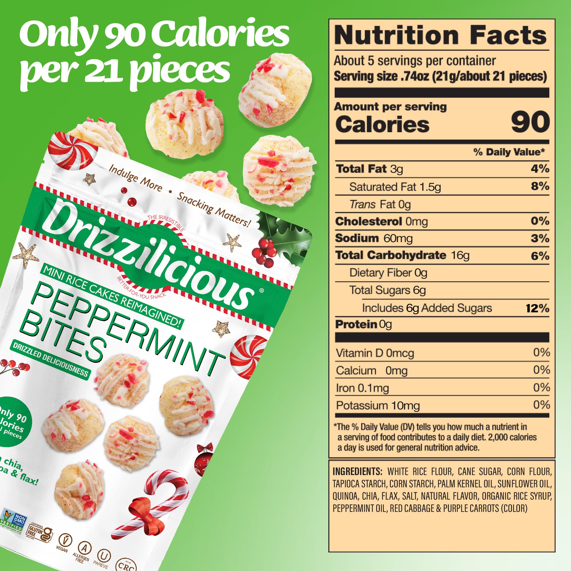 Drizzilicious Mini Flavored Rice Cakes - Rice Crisps, Healthy Snack for Adults and Kids, Vegan, Gluten Free Snack, 90 Calories Per 21 Pieces, S'mores & Cinnamon Swirl - 4 oz (Pack of 6)