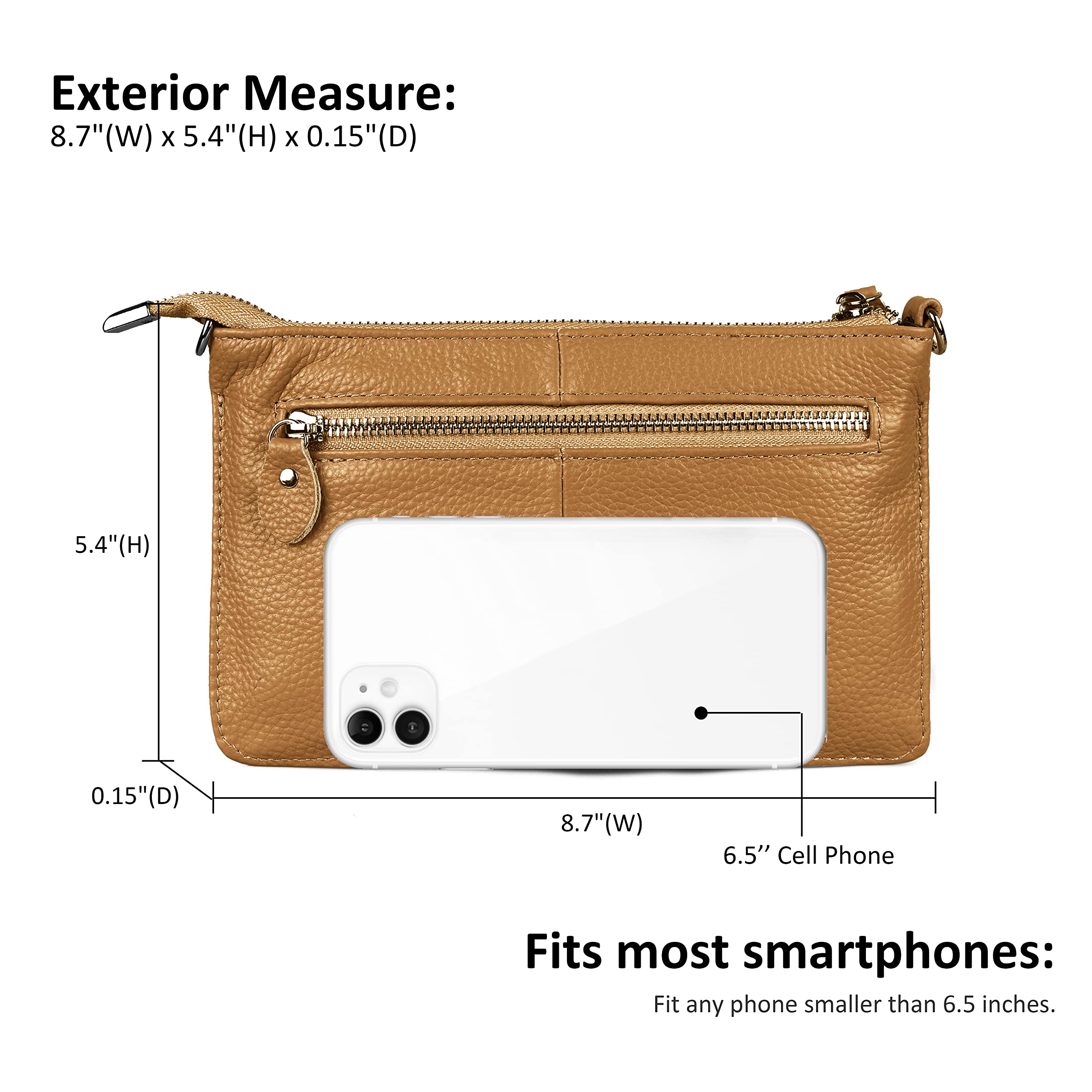 befen Genuine Leather Wristlet Clutch Wallet Purses Small Crossbody Bags for Women with RFID Blocking Card Slots