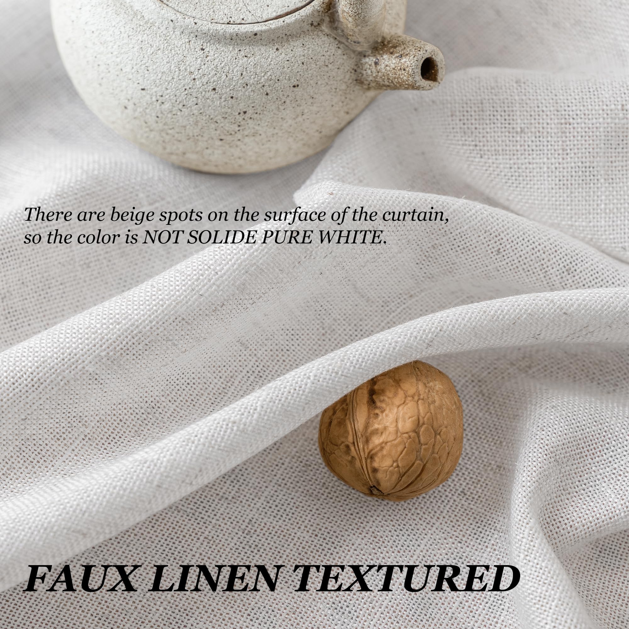 MAIHER Linen Textured Pleated Curtains 63 Inches Long for Living Room, Light Filtering Pinch Pleat Semi Sheer Drapes Curtains with Tieback and Hooks, Natural Linen (1 Panel, 54" W x 63" L)