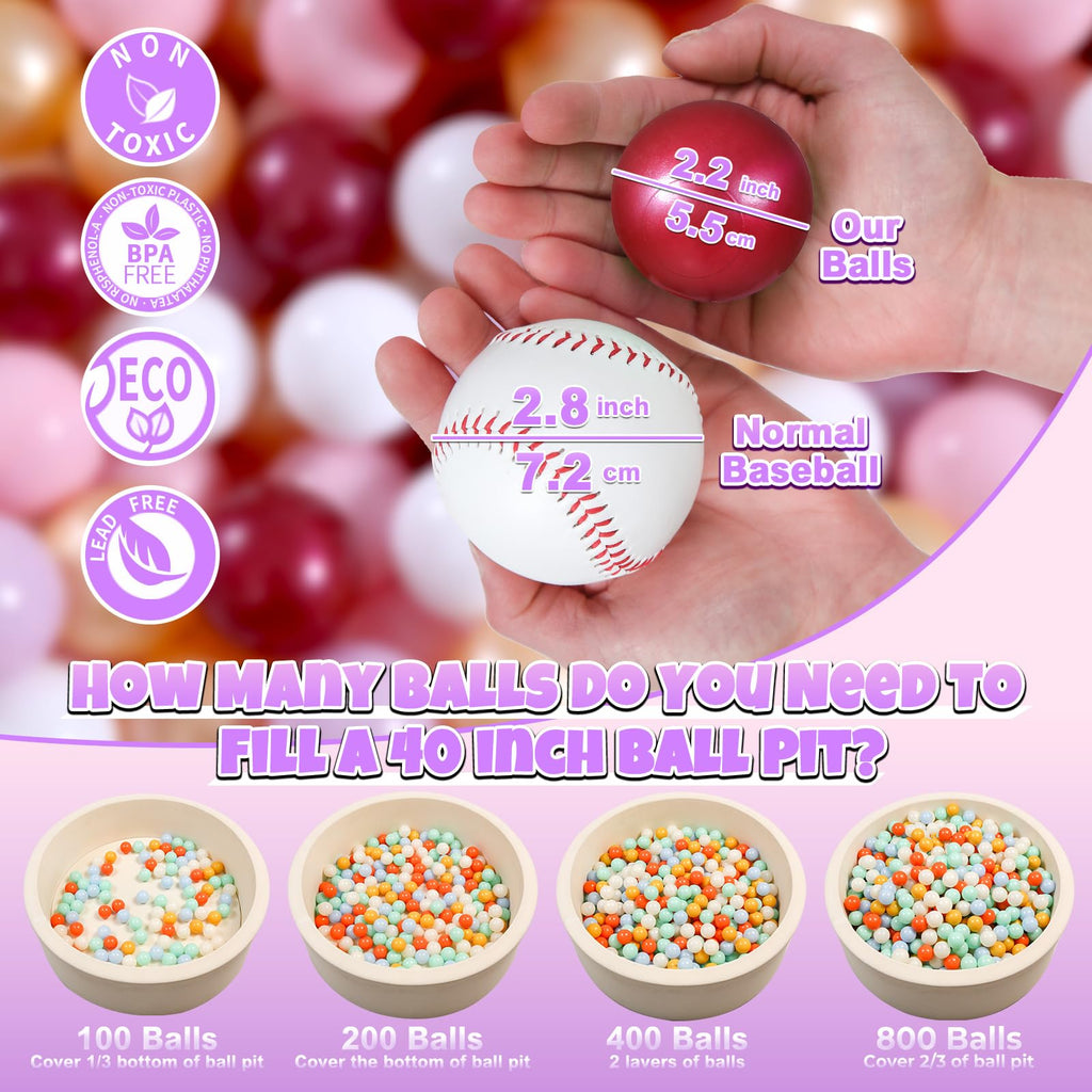 GOGOSO Ball Pit Balls for Toddler, Baby Plastic Playballs Kids Soft Pastel Pelotas Non-Toxic BPA-Free,Mix Color,100 Balls
