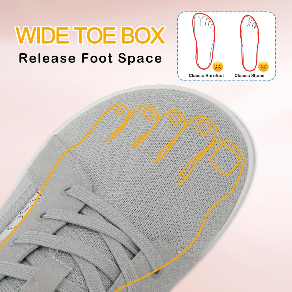 Womens Barefoot Walking Shoes Wide Toe Fashion Sneakers Comfortable Casual Shoes Zero Drop Minimalist Shoes