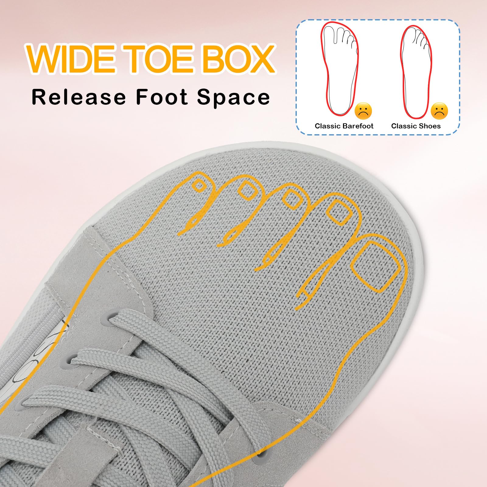 Womens Barefoot Walking Shoes Wide Toe Fashion Sneakers Comfortable Casual Shoes Zero Drop Minimalist Shoes