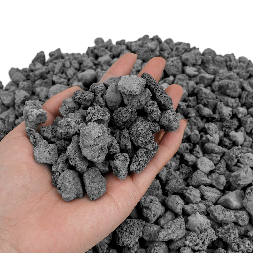Mr. Fireglass 10 Pounds Black Natural Lava Rock for Indoor Outdoor Gas Fire Pits Fireplaces & Barbecue Grills | Volcanic Lava Stones for Decorating Garden Landscaping, Potted Plants, 0.2"-0.3"