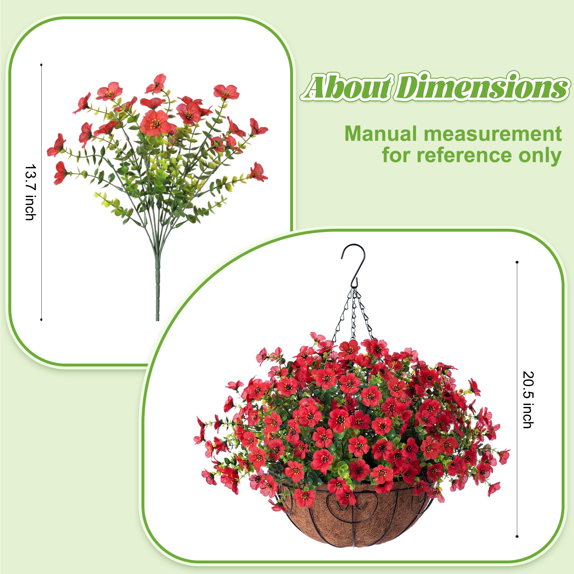 Ammyoo Artificial Faux Hanging Plants Flowers Basket for Spring Outdoor Decoration, Fake Silk Daisy UV Resistant Look Real with Eucalyptus Leaves Summer Outside Decor for Home Patio Garden