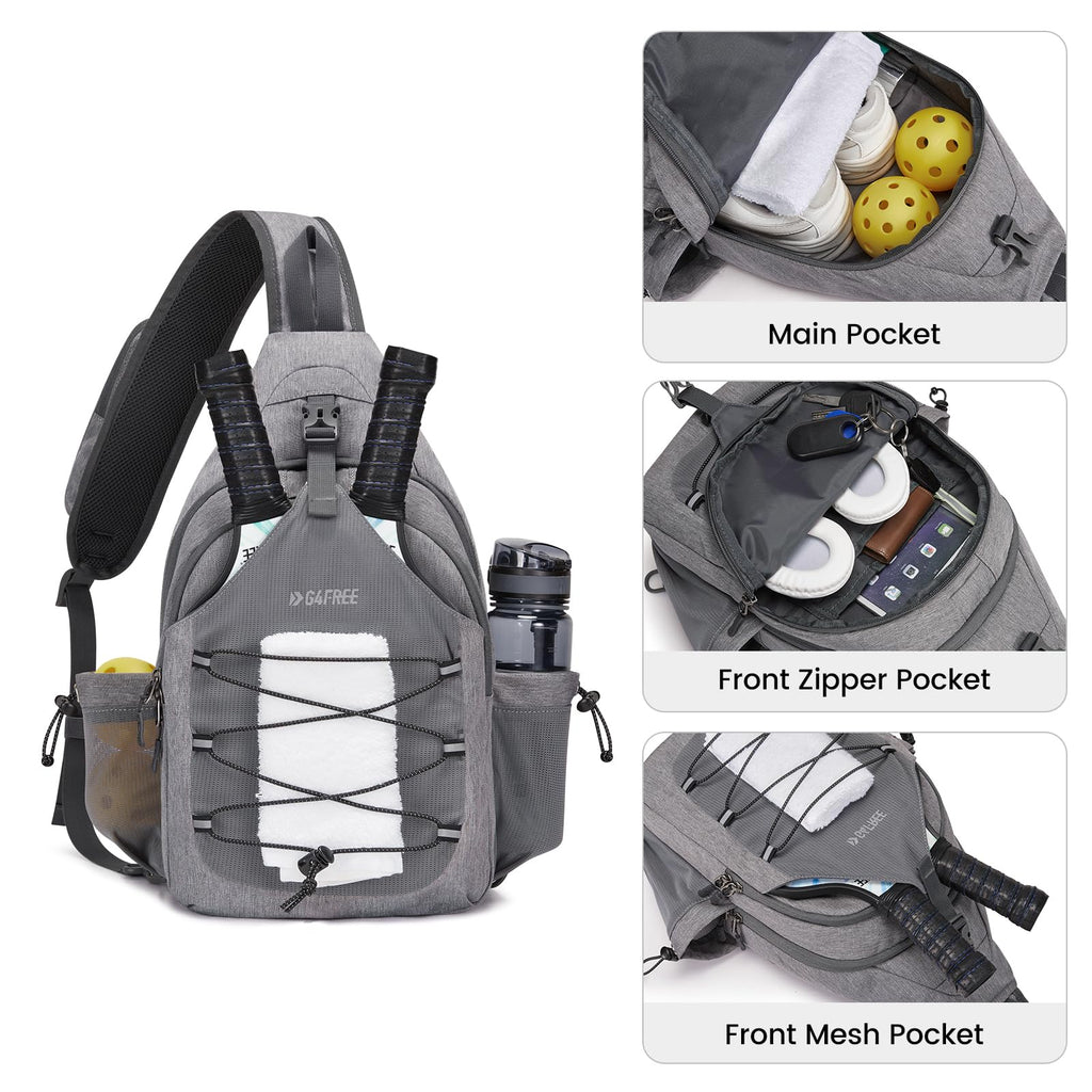 G4Free Pickleball Bag, Crossbody Sling Bag for Men Women, Pickleball Backpack, Pickle Ball Paddle Bag Gifts for Sports