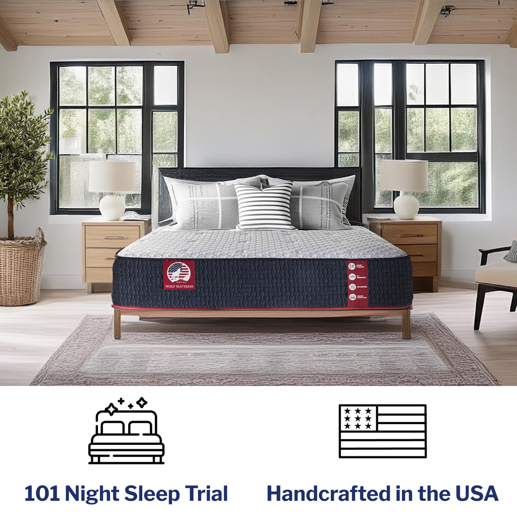 Wolf Twin Mattress - 12-Inch Essential Medium Memory Foam Hybrid Mattress with 7 Layers, Individually Wrapped Coil, Cooling Design, 101-Night Trial, Provides The Right Level of Comfort and Support