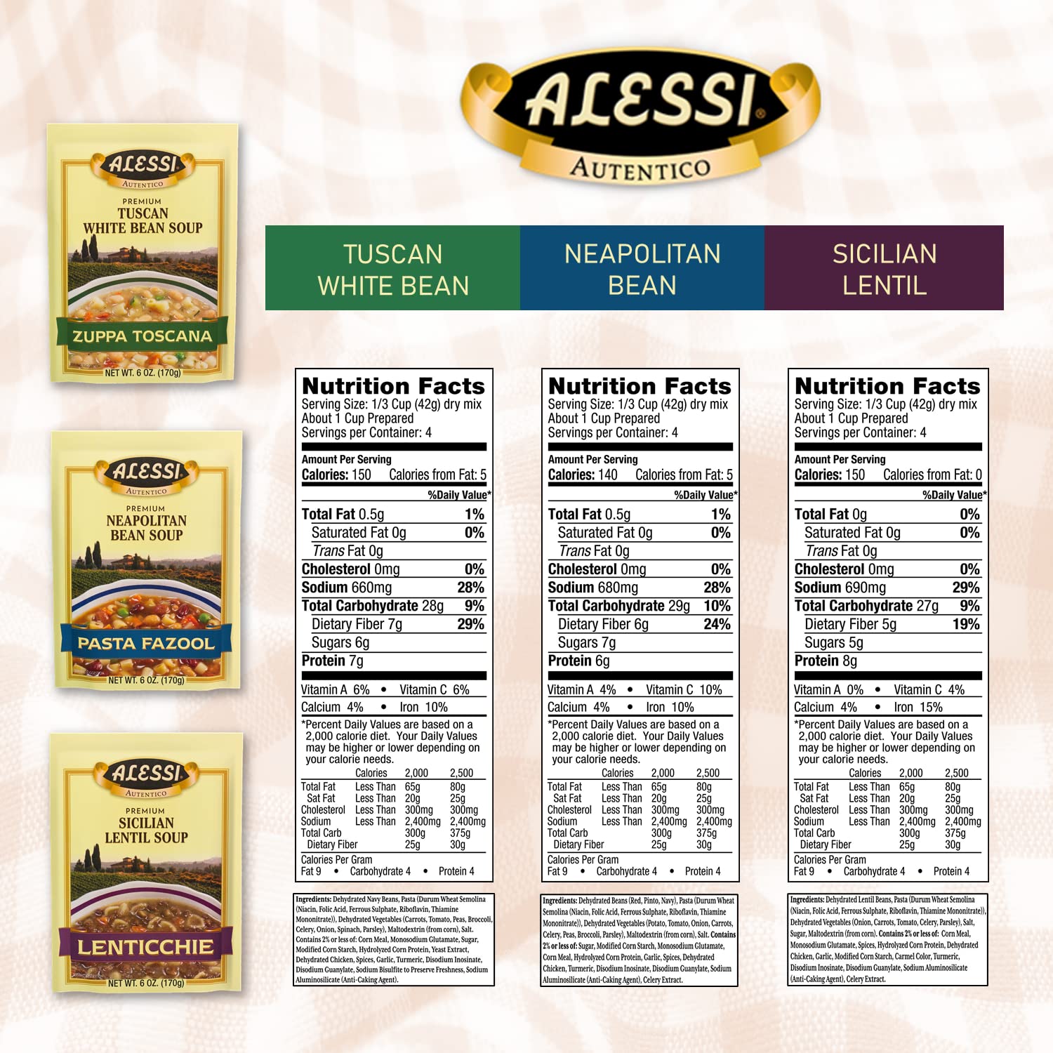 Alessi Autentico Premium Soups, Traditional Flavors, 6oz (Chicken Noodle, Pack of 6)