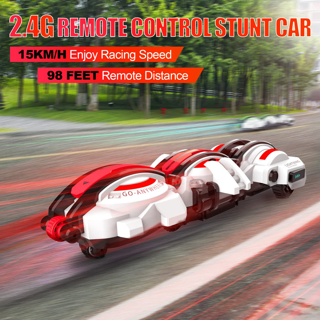 BAZADER RC Car with LED Lights - Remote Control Car Snakes 360° Roll Toy, Birthday for Kids Age 7 8 9 10 11+ Year Old, 2 Batteries 60+min, Indoor/Outdoor Toy for 6-12 yr Teen Boys