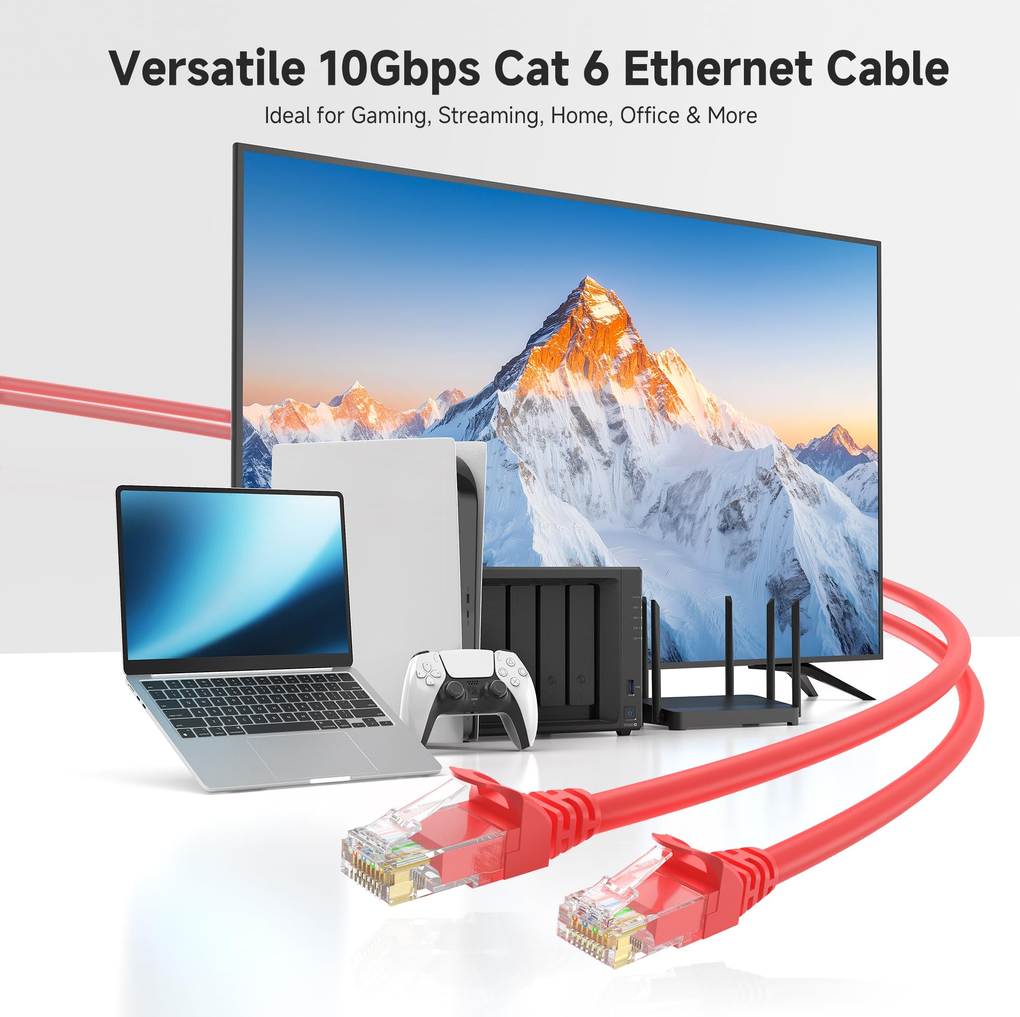 Cable Matters 10Gbps Snagless Short Cat 6 Ethernet Cable - 2ft, Cat 6 Cable, Cat6 Cord, Ethernet Cord, Black