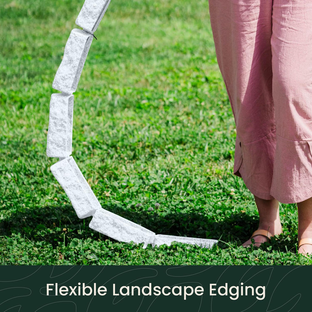 Beuta Landscape Edging | Garden Edging Border | Faux Stone Bricks for Lawn edging, Flower beds, Pathways & Yard Edging– 1 Pack | Each Section Has 6 Bricks 48"L x 4"W x 2.25"H | 3 Spikes |Cobblestone
