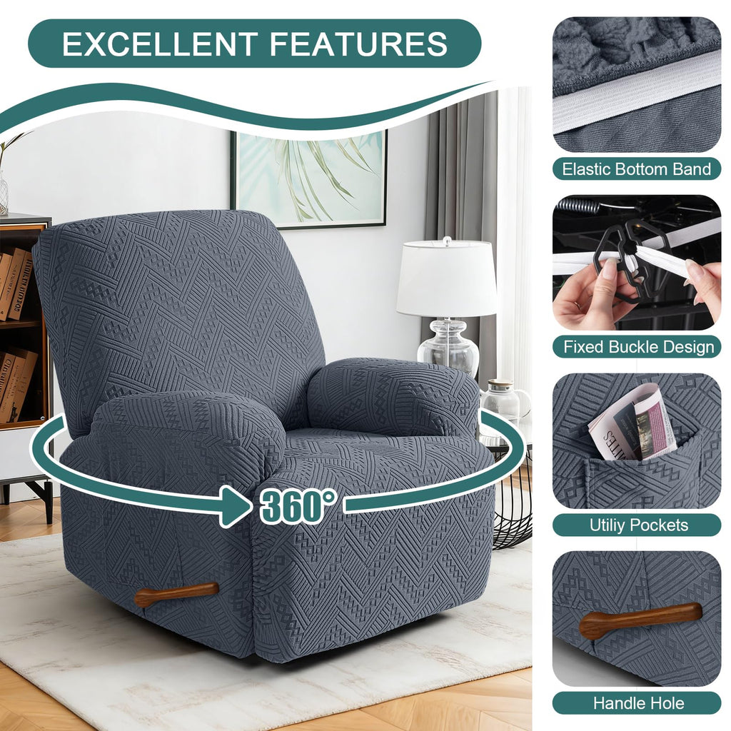 Ruaozz Recliner Chair Covers 3-Pieces Lazy Boy Recliner Slipcovers Stretch Reclining Chair Slipcover Washable Furniture Protector with Elastic Bottom (1 Seater, Army Green)