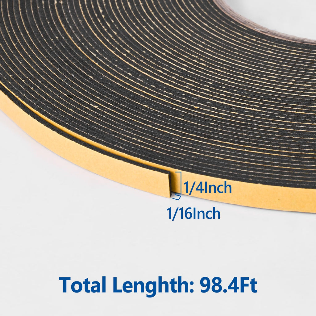 Kikerike Self Adhesive Foam Tape Weatherstrip 1In x 1/2In x 20Ft High Density Foam Insulation Strips Seal Weather Stripping with Strong Adhesive for Door and Window Sound Isolation Soundproofing