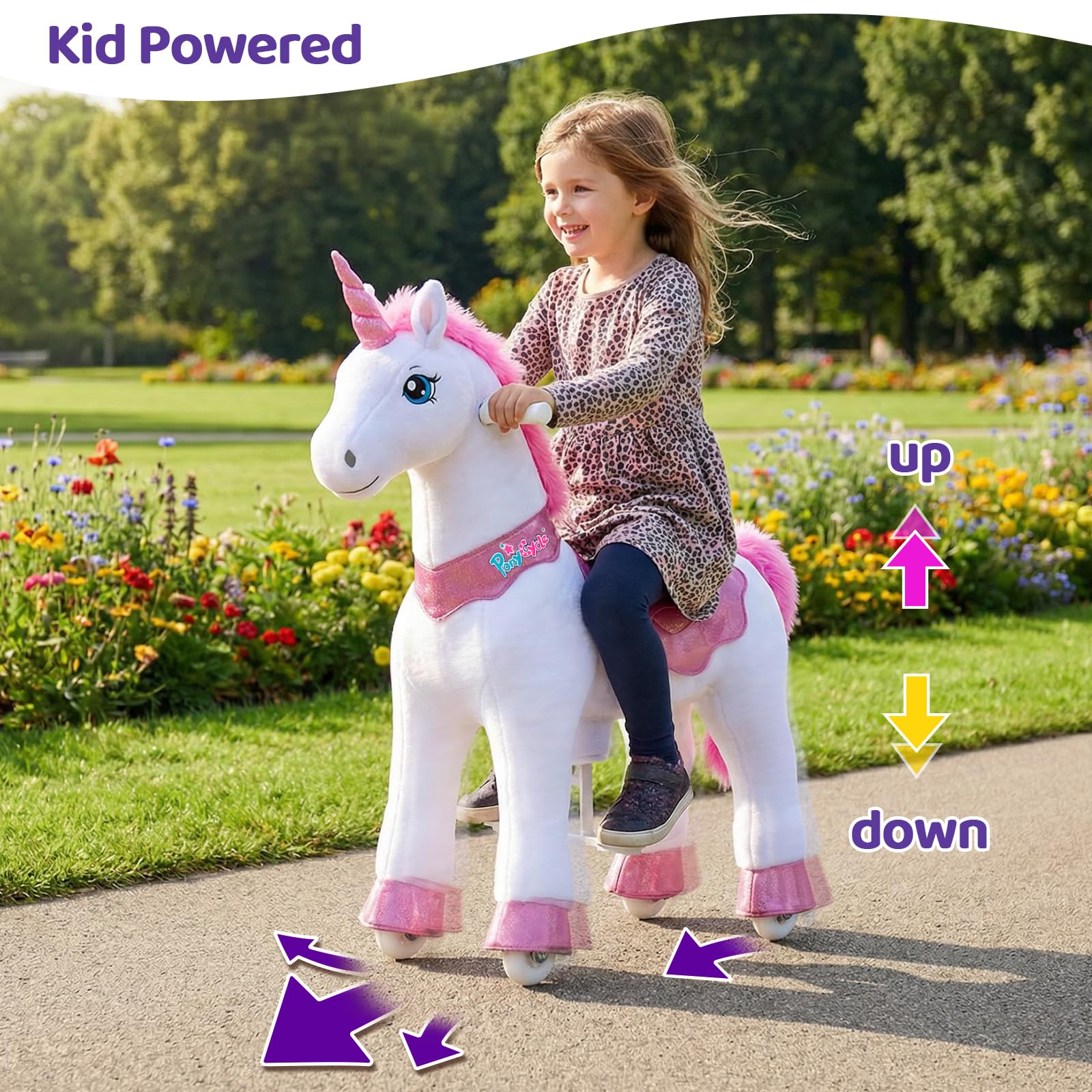 PonyCycle Ride on Toys Riding Black Horse Toys No Battery Required (with Brake/ 30" Height/Size 3) Pony Rider Walking Animals Rocking Horse Ride on Horse for Kids Riding Toys E338