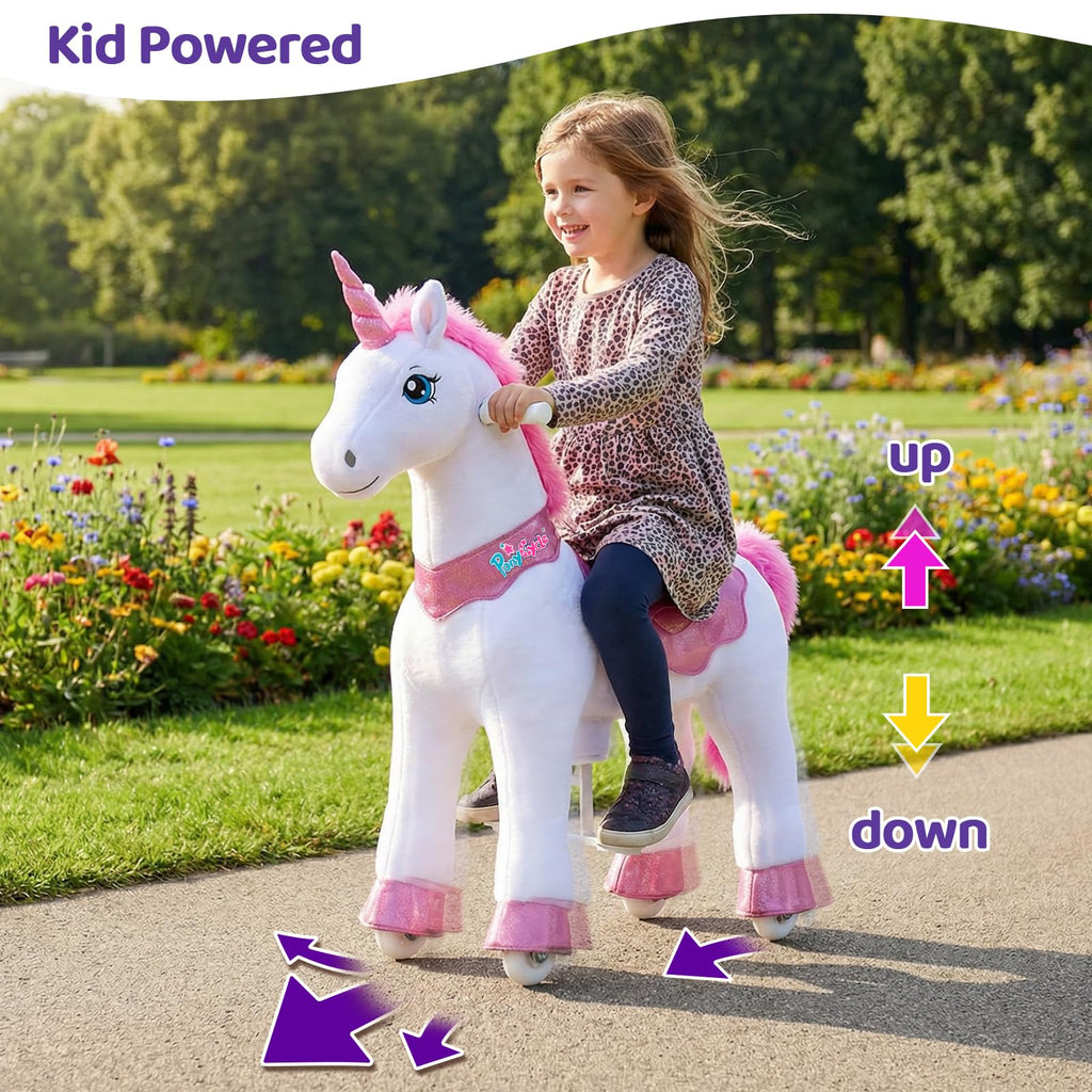 PonyCycle Ride on Toys Riding Black Horse Toys No Battery Required (with Brake/ 30" Height/Size 3) Pony Rider Walking Animals Rocking Horse Ride on Horse for Kids Riding Toys E338