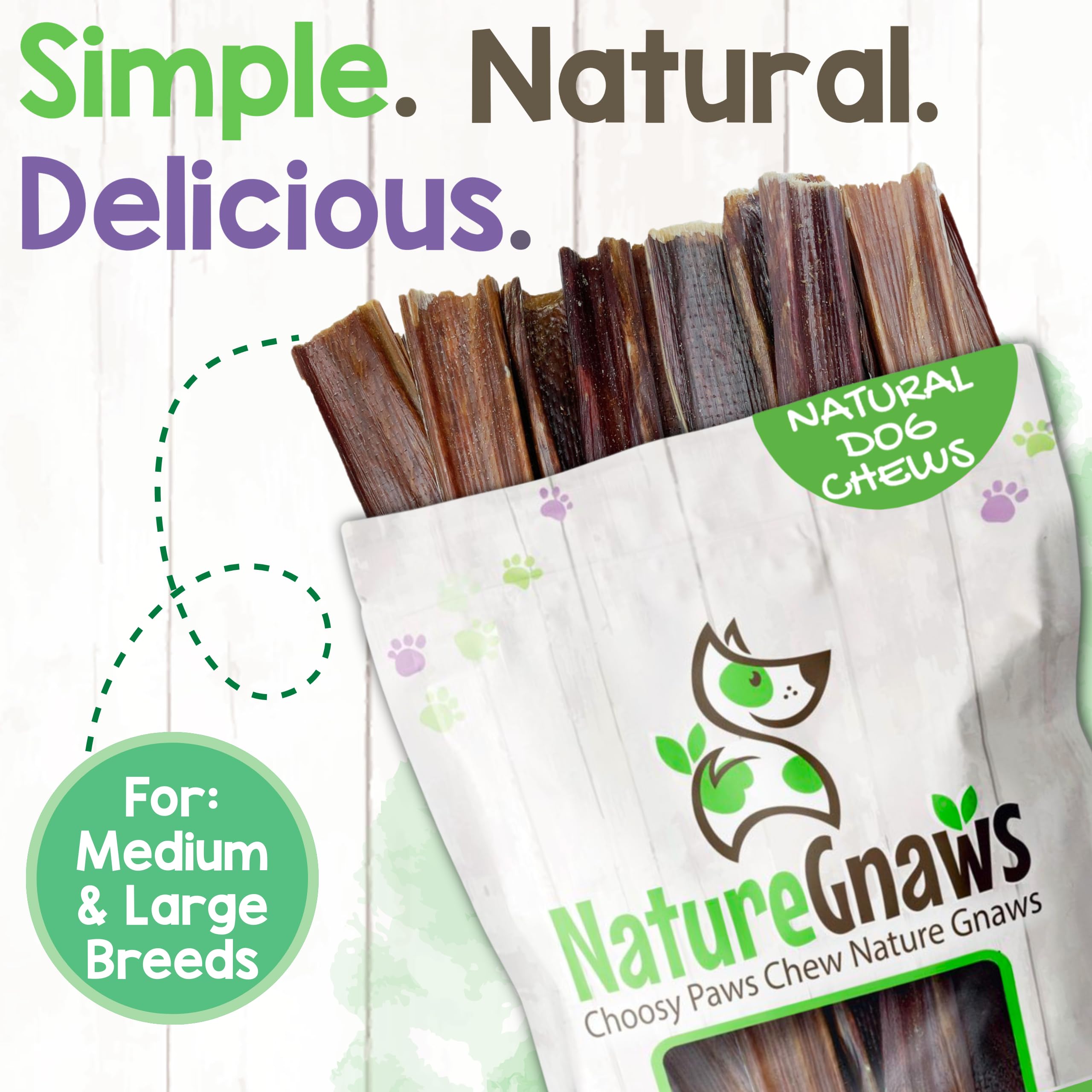 Nature Gnaws Beef Gullet Chews for Small Dogs 4-5" (20 Count) - Natural Beef Jerky Stick Dog Chew Treats - Rawhide Free