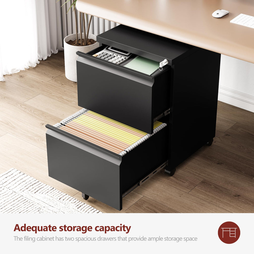RAVIGIN 4 Drawer File Cabinet with Lock,Vertical Filing Cabinet for Home Office,Metal File Cabinets with Lock,Storage Files for A4/ Legal/Letter, Require Assembly, (Black)