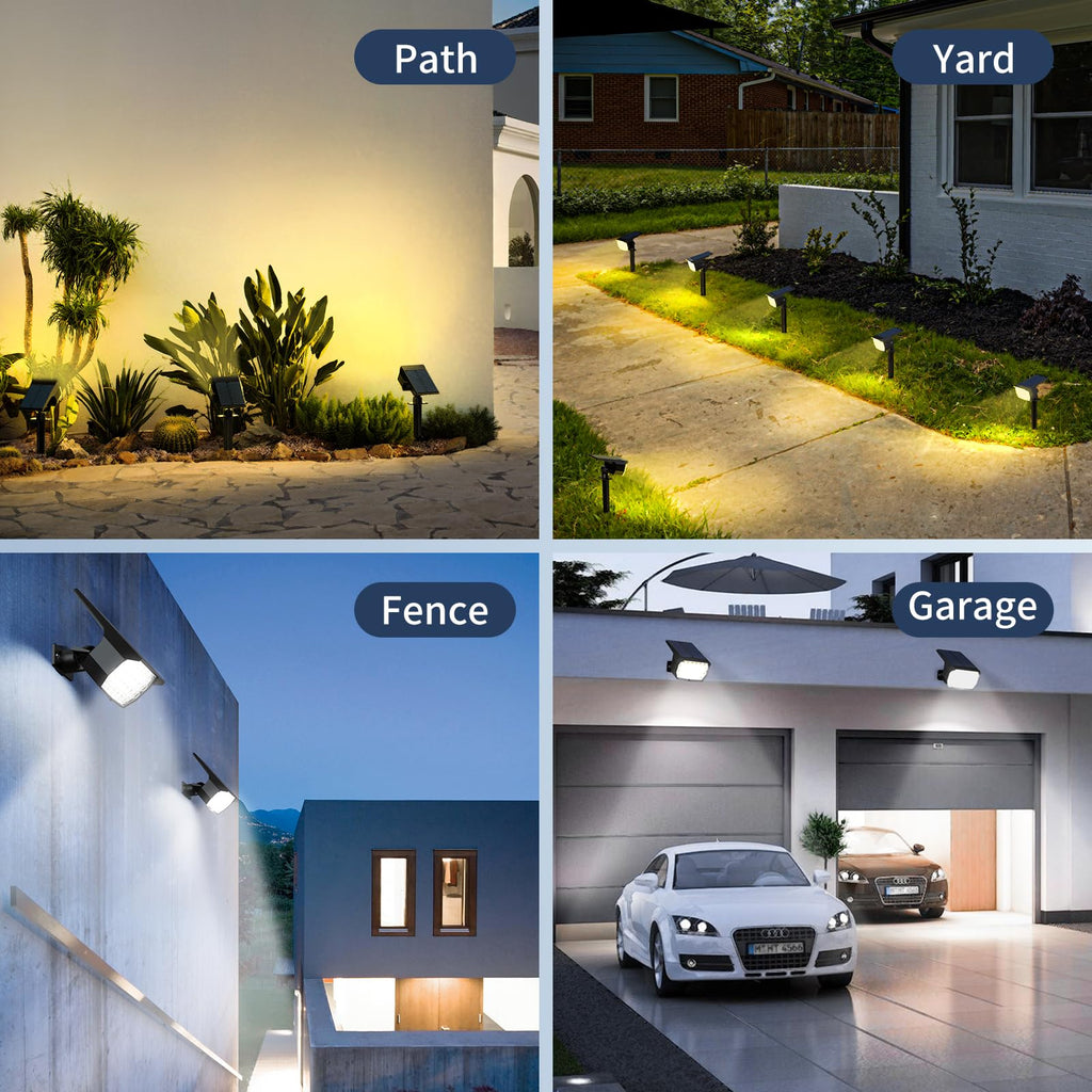 Solar Spot Lights Outdoor Waterproof IP65, 102 LEDs Solar Spotlights with Adjustable Light & Panel, [4 Modes/6 Pack] Landscape Flood Powered Lights for Outside Yard Garden Pathway(Warm White)