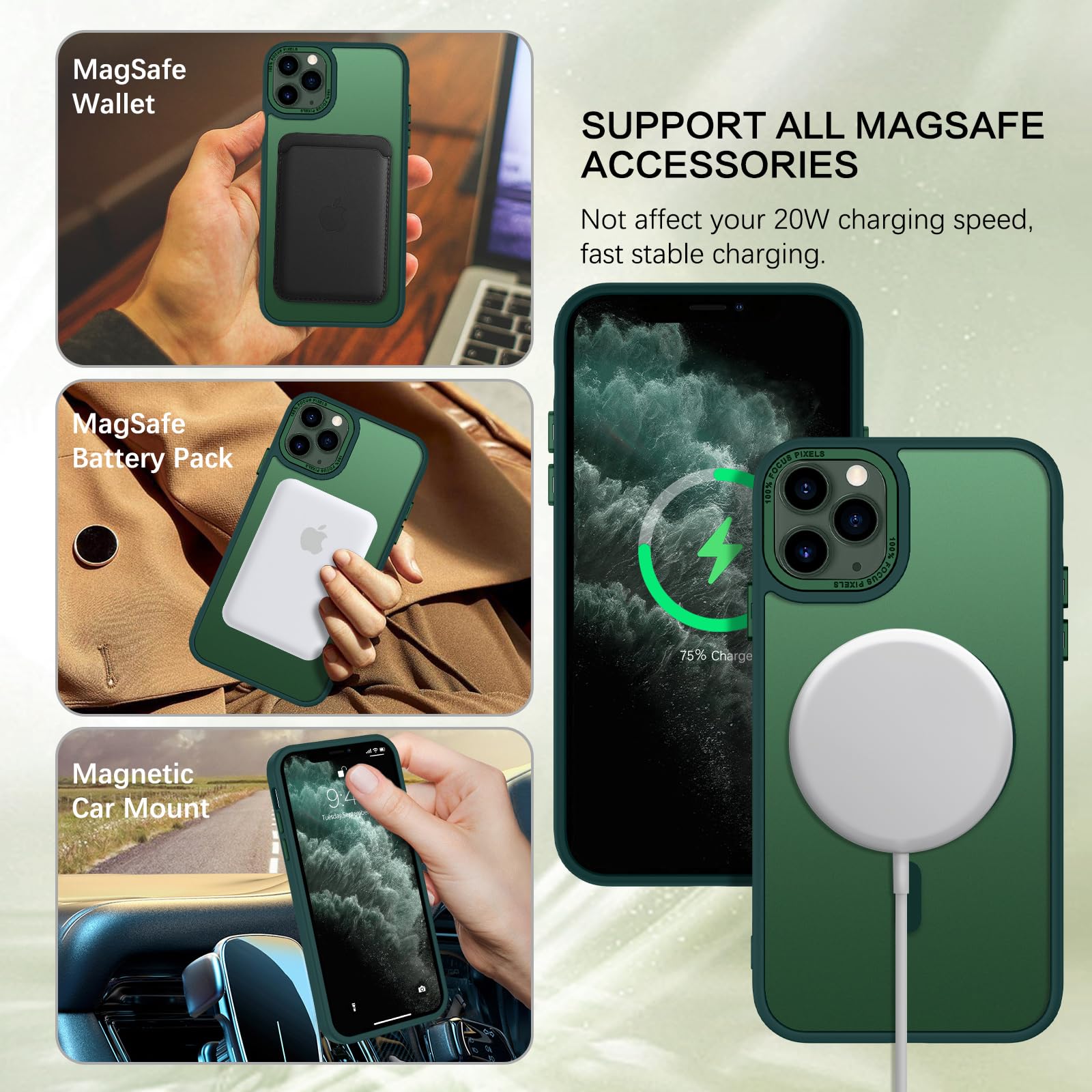 BENTOBEN for iPhone 11 Pro Case 2019 [Compatible with Magsafe] Translucent Matte Magnetic Phone Case iPhone 11 Pro 5.8" Slim Thin Shockproof Bumper Women Men Protective Cases Cover, Black
