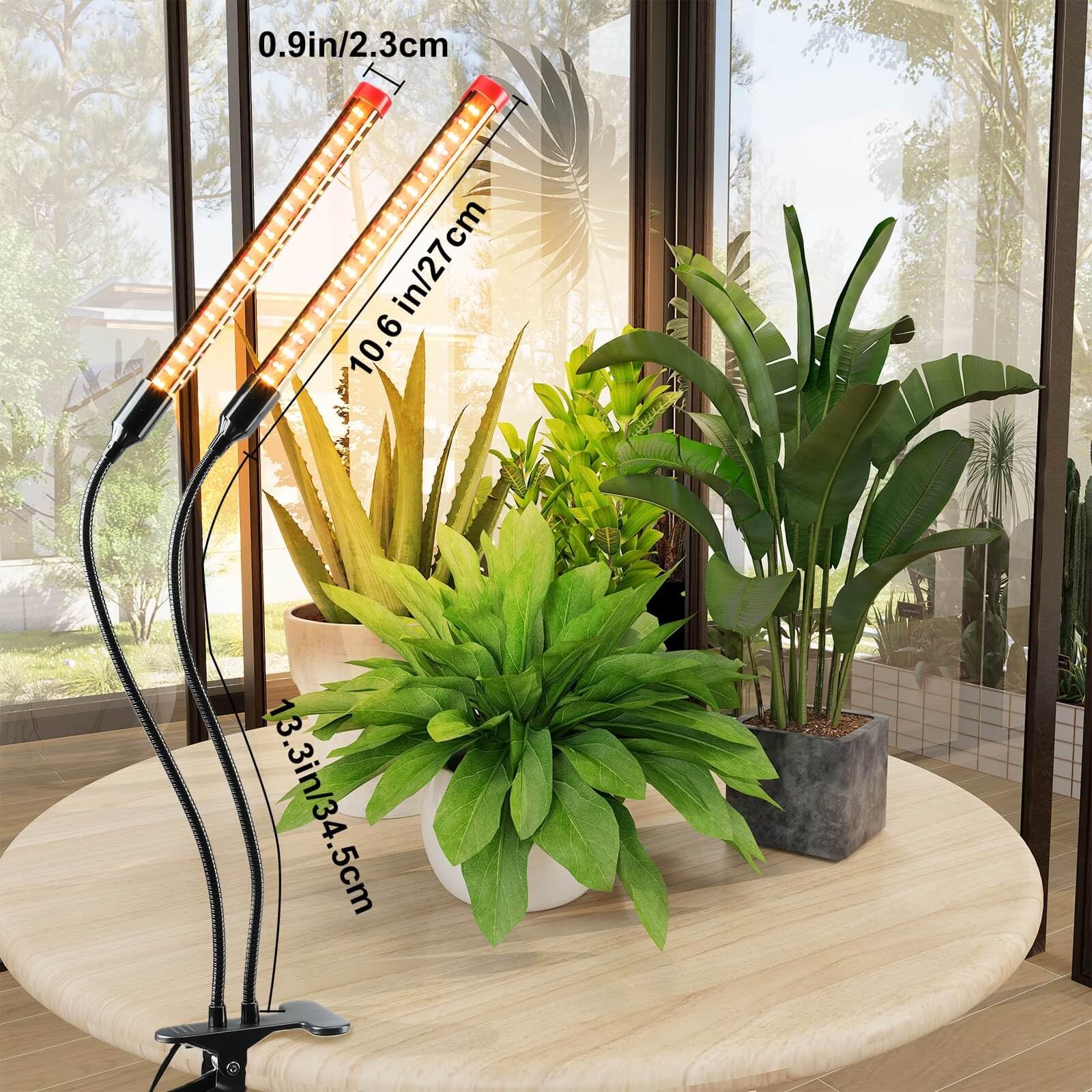 2Pack Small Clip Grow Lights for Indoor Plants, Bonsai, Mini Full Spectrum Pot Plant Grow Light, 4/8/12/16/20H Timer, 9 Watt Power Draw, NO Need Adapter