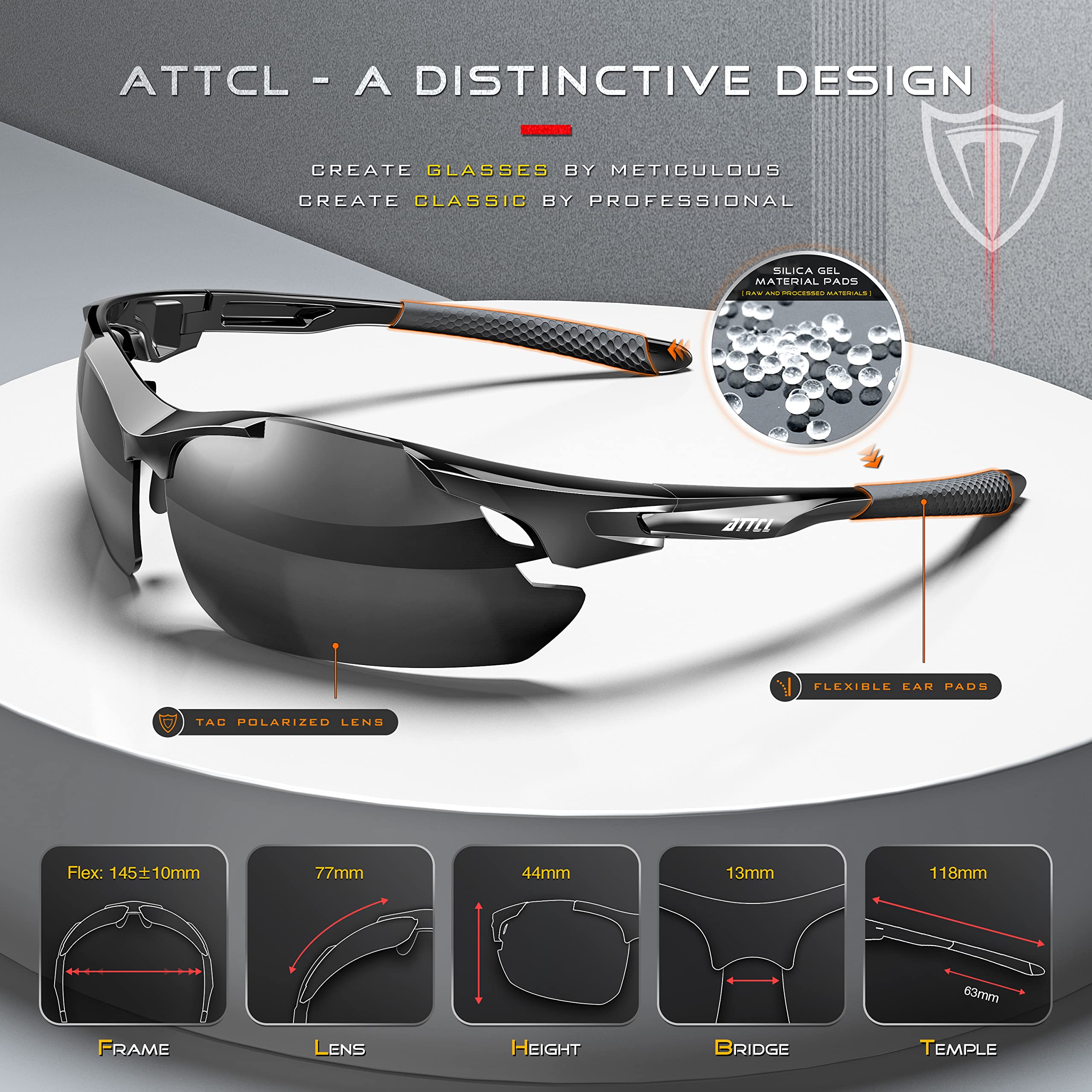 ATTCL 22g Polarized Sunglasses Men Sports: Secure Fit Wrap Around TR90 Frame Ultra-Light UV Protection for Running Fishing