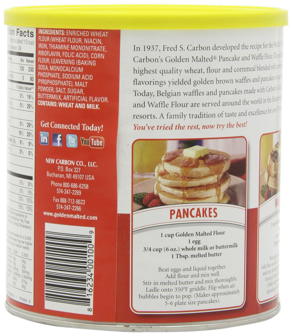 Golden Malted Pancake & Waffle Flour, Original, 33-Ounce Cans (Pack of 3) (Packaging May Vary)