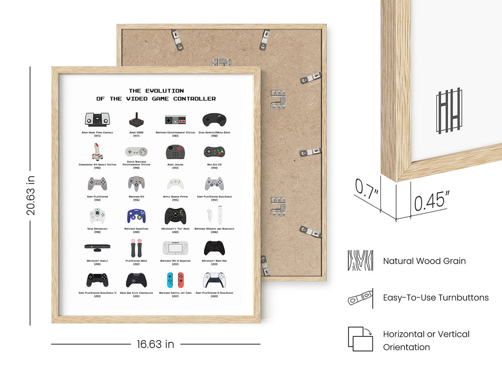 HAUS AND HUES Video Game Art, Video Game Posters for Boys Room, Gaming Room Decor for Boys Wall Decor, Gamer Wall Decor, Gaming Decorations (Beige Frame, 12x16)