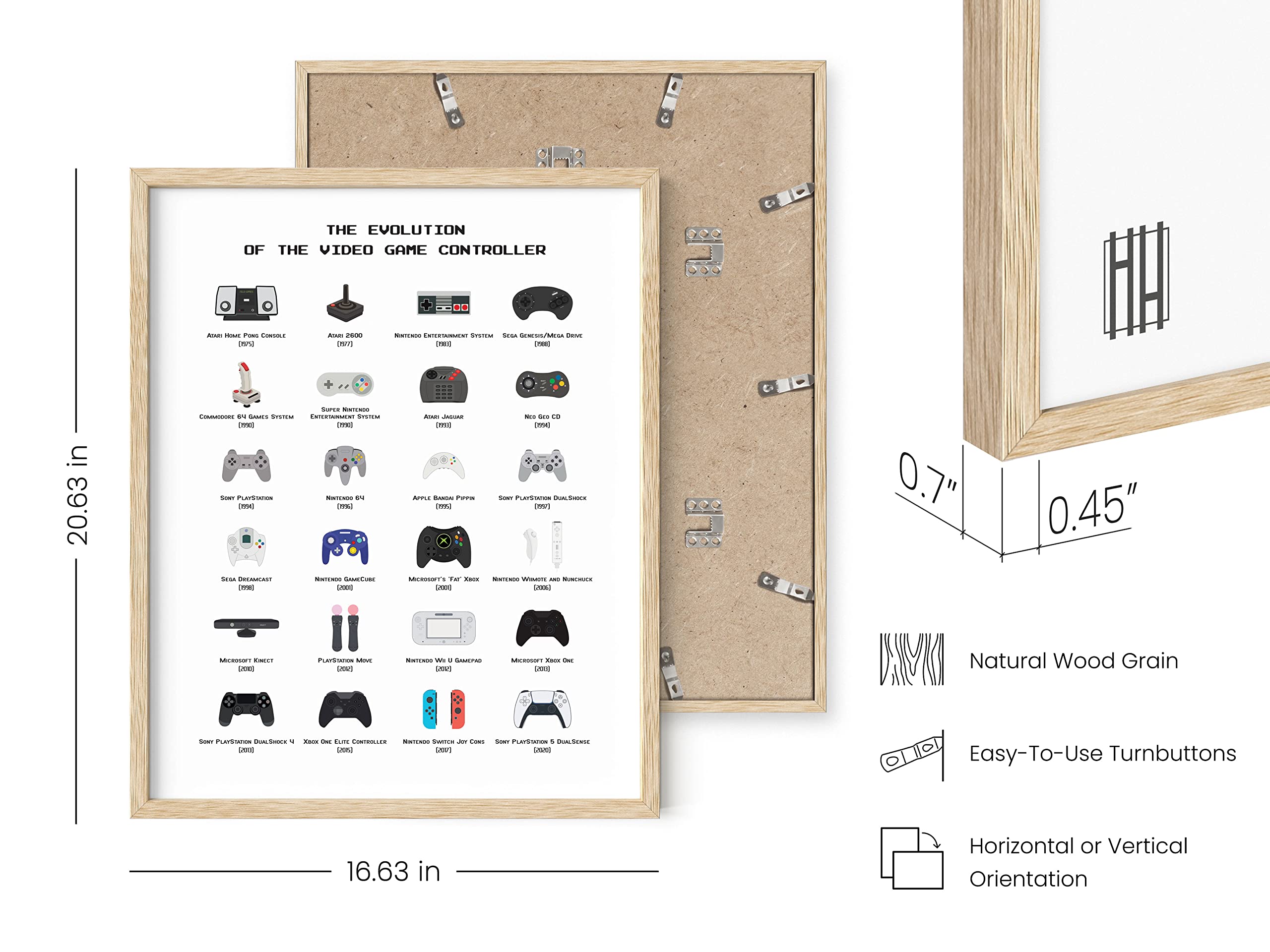 HAUS AND HUES Video Game Art, Video Game Posters for Boys Room, Gaming Room Decor for Boys Wall Decor, Gamer Wall Decor, Gaming Decorations (Beige Frame, 12x16)