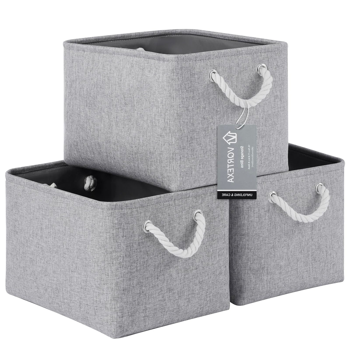 Storage Baskets for Shelves 11.8x7.9x5.2 Inch, Foldable Fabric Storage Bins with Handles, Small Storage Baskets for Organizing Closet, Office, Home Organization (1-Pack, Gray)