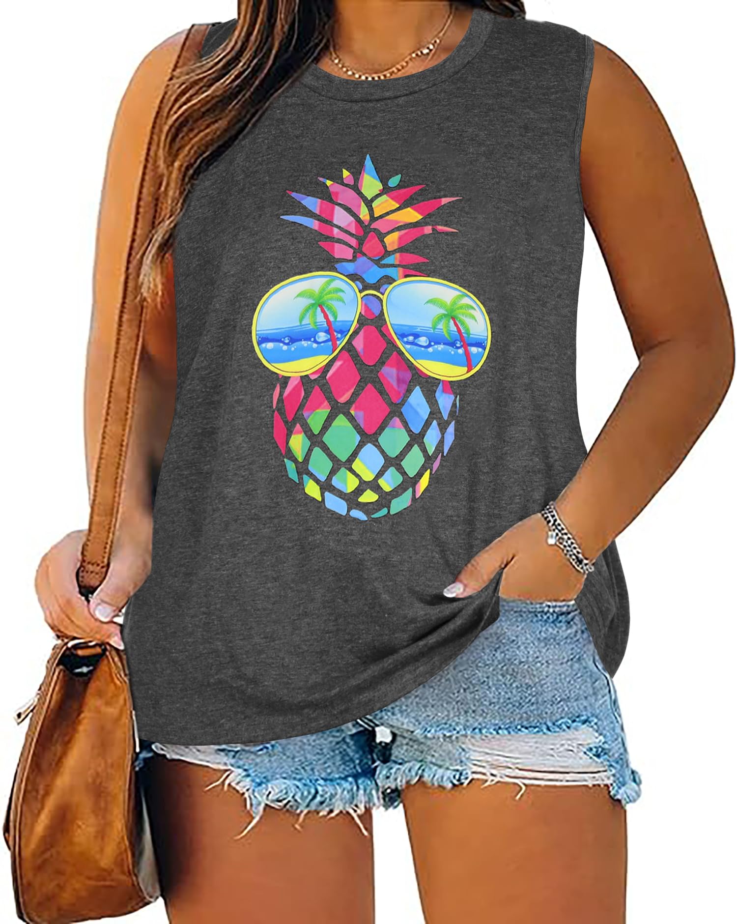 Plus Size Tops for Women Sleeveless Summer Tank Top Loose Fit Casual Tunics Shirts 2026