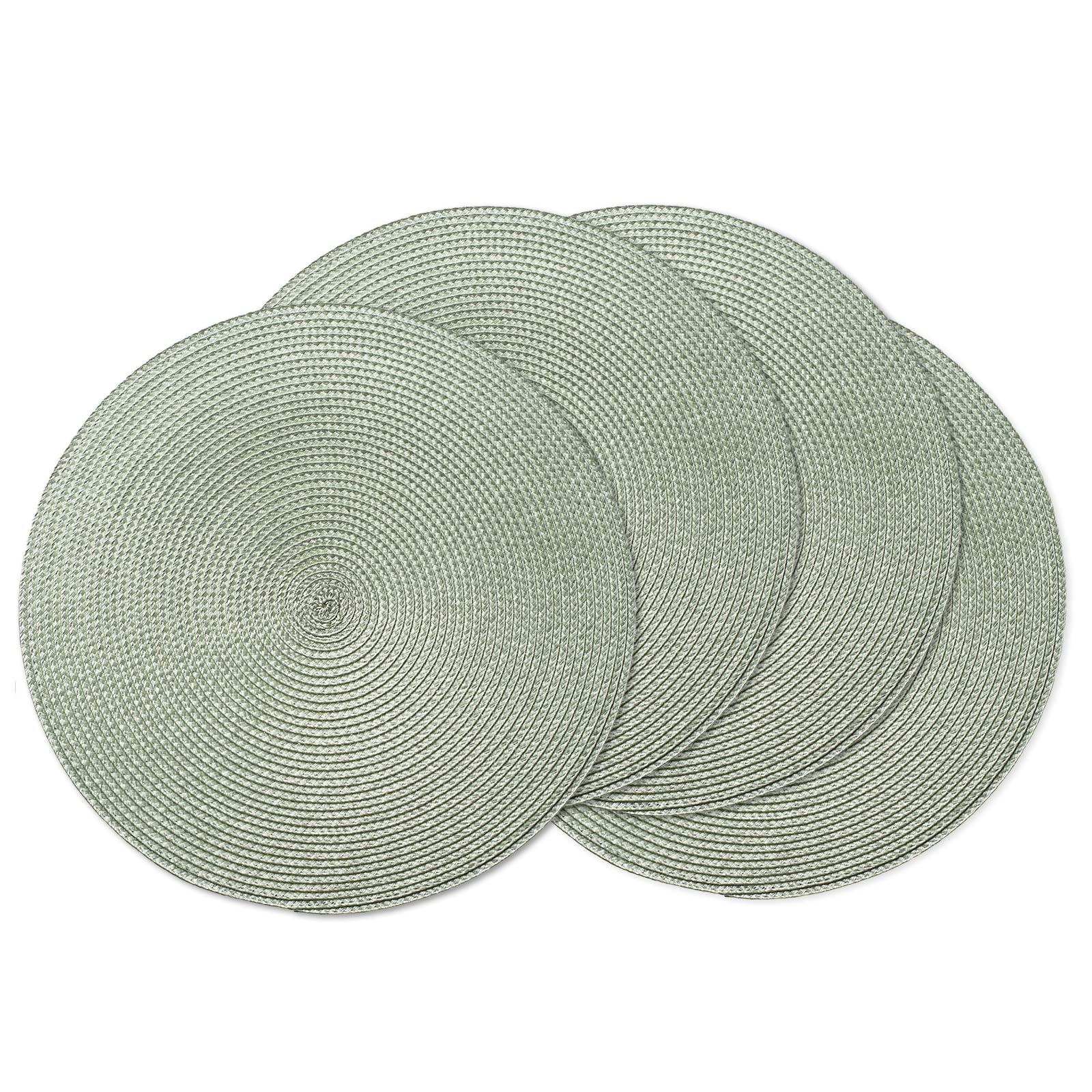 AHHFSMEI Round Placemats Set of 6 Heat Resistant Washable Non-Slip Woven Braided Table Mats for Dining Table Kitchen & Home Decor (Beige)