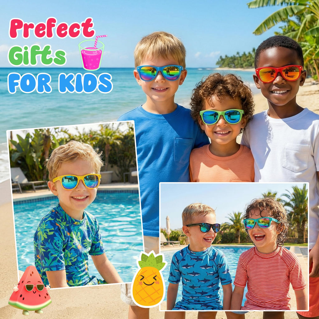 Kids Sunglasses Bulk, Kids Sunglasses Party Favors for Age 3-8, UV400 Protection Neon Kids Sunglasses Bulk for Boys Girls (12Pack-heart sunglasses)