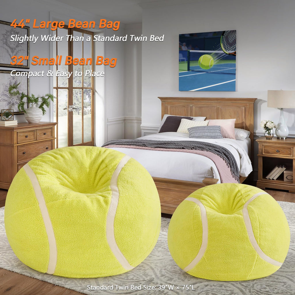 Sports Baseball Bean Bag Chair - Luxurious Bean Bag Chairs for Kids Teens Adults - Floor Sofa Couch with Filler - Plush BeanBag Furniture for Living Room Bedroom College Dorm - 32 Inch