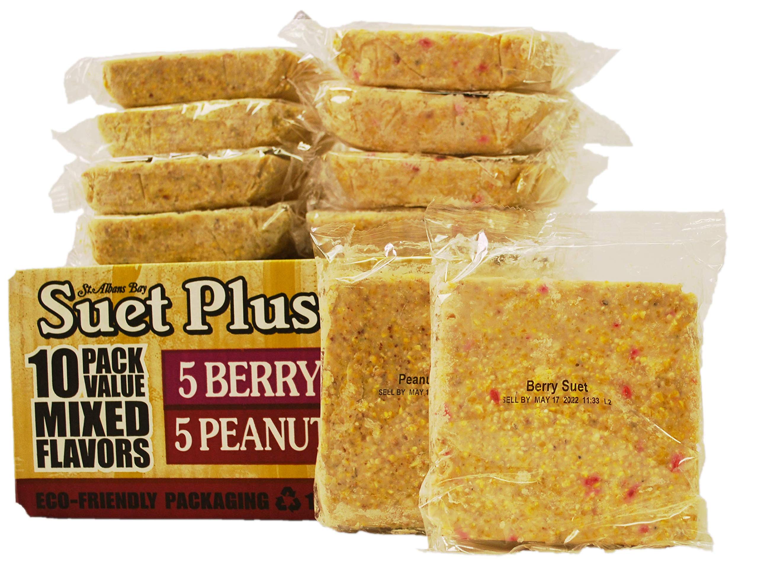 ST. ALBANS BAY SUET PLUS Suet Cake Variety Packs | 11 oz. Wild Bird Suet Cakes | (Apple, 10 Pack)