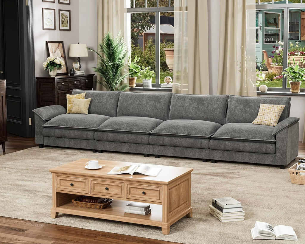 Homall 80" Modular Sectional Sofa, Loveseat Sofa Couch with Double-Layer Cushion, DIY Combination Chenille Deep 2-Seat Cloud Couch for Living Room, Apartment (Bright Grey, Loveseat Sofa)