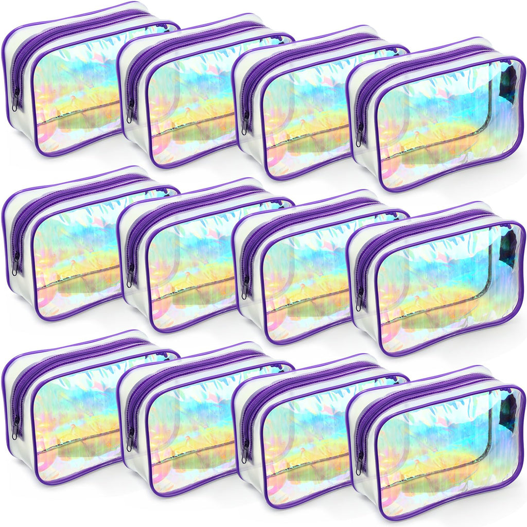 Weewooday 12 Pieces Clear Makeup Bags Cosmetic Storage Bags PVC Zipper Pouches Travel Waterproof Makeup Plastic Case for Women Organizing Toiletries Traveling Bathroom(Medium,Black)