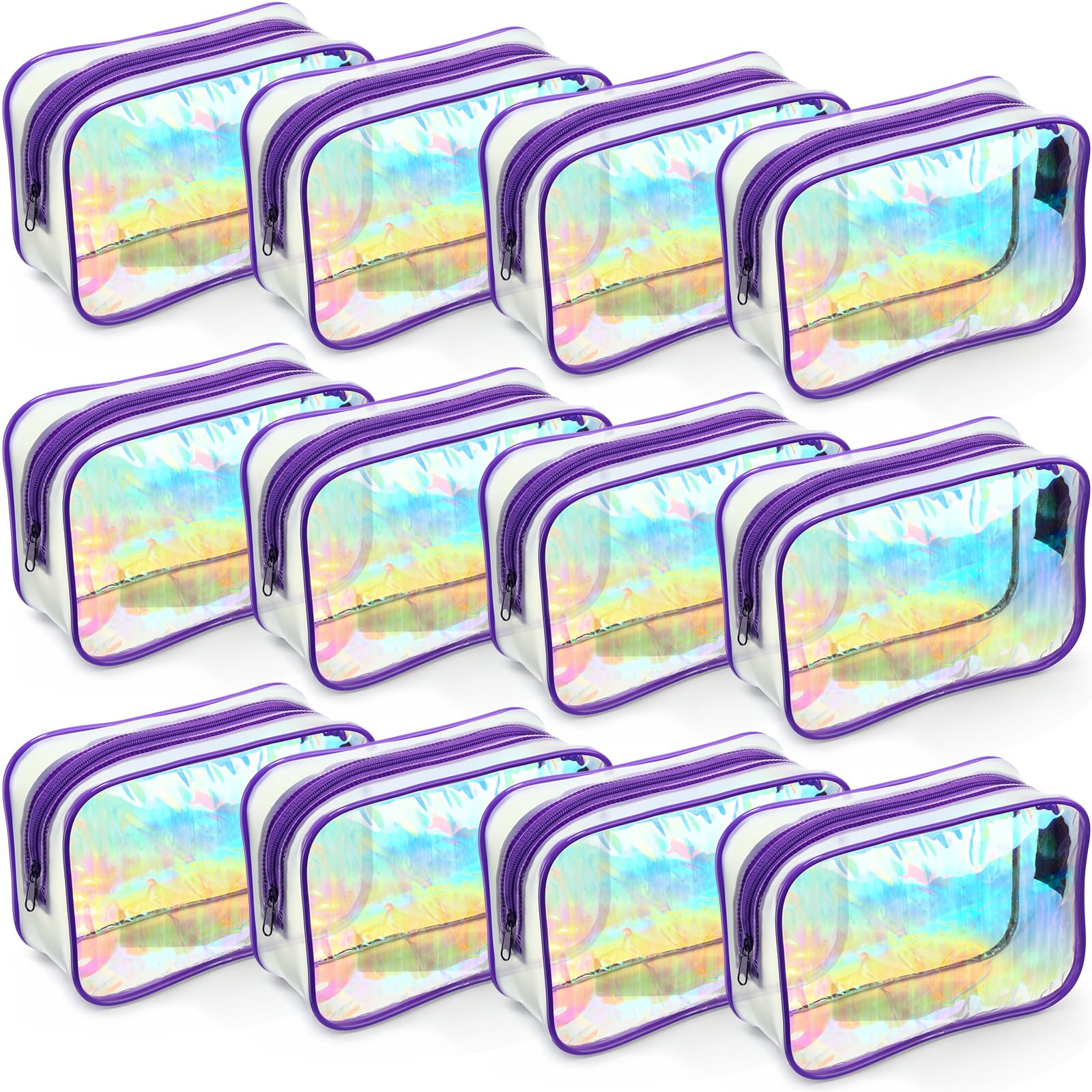 Weewooday 12 Pieces Clear Makeup Bags Cosmetic Storage Bags PVC Zipper Pouches Travel Waterproof Makeup Plastic Case for Women Organizing Toiletries Traveling Bathroom(Medium,Black)