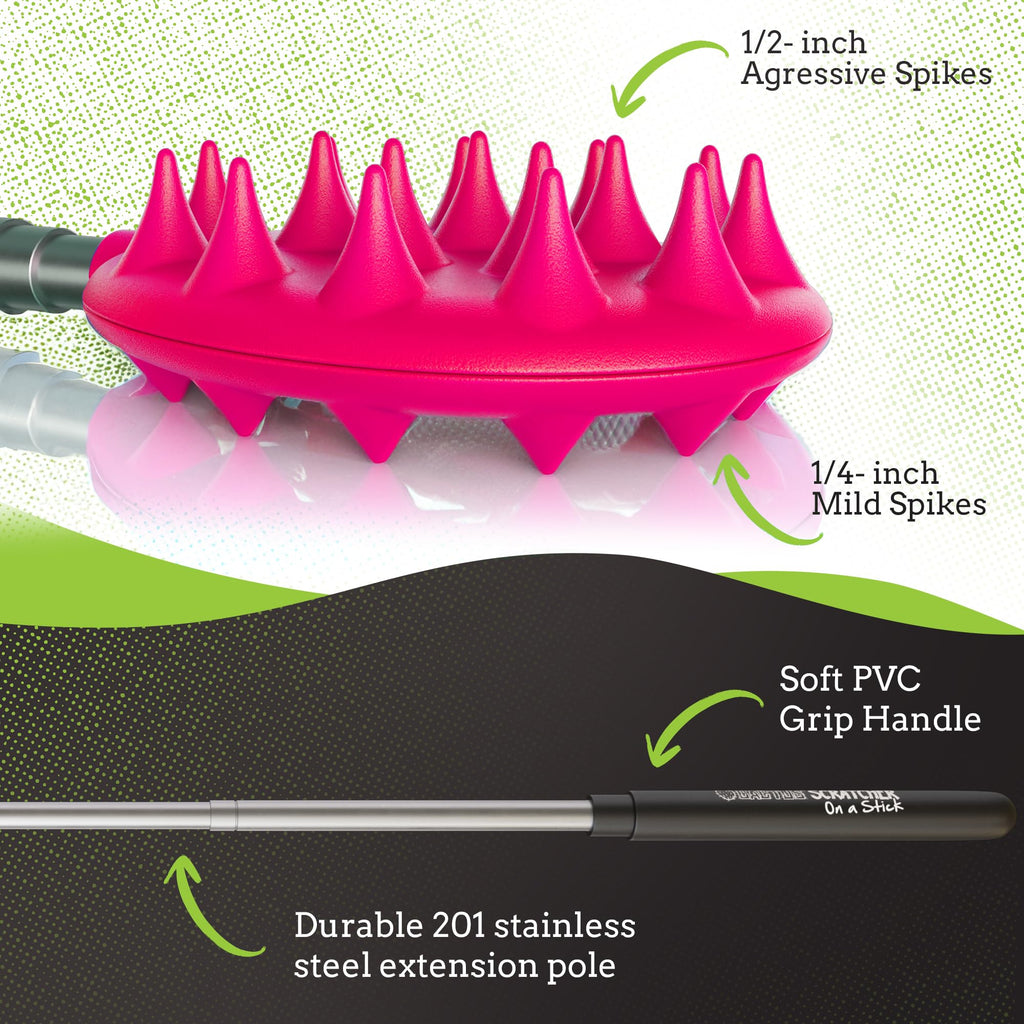 Cactus Scratcher Extendable Big Stick Back Scratcher - Extends 29" Long Double Sided Retractable Scratching Tool for Hand, Neck, Head, and Body - Universal Gift for Family, Pets, and Friends, Glow