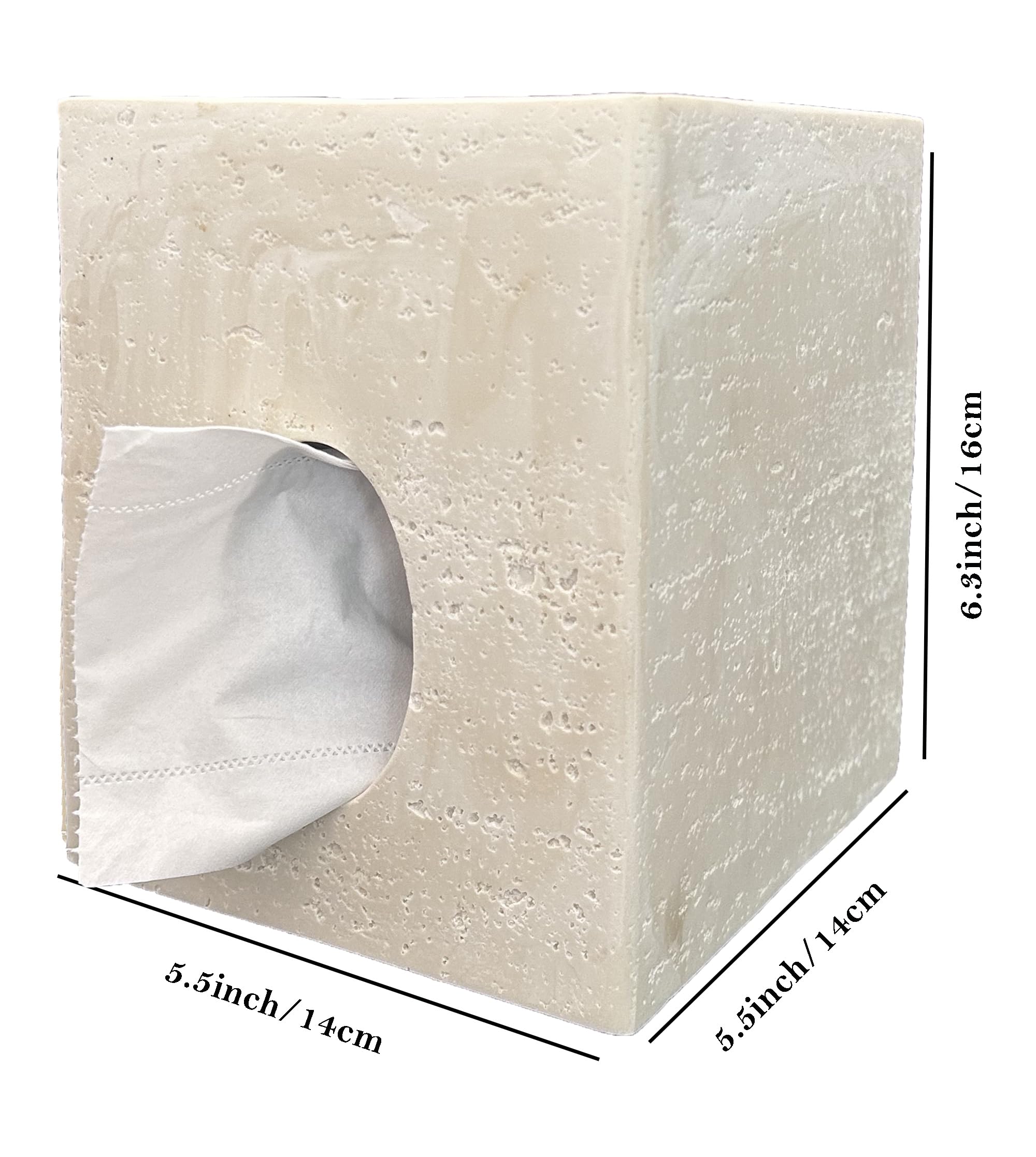 Hymmah Square Tissue Box Cover Holder with Tray,Unique Cube Design Tissue Dispenser Cover Decor for Vanity Counter Tops Also Great for Bedroom and Living Room
