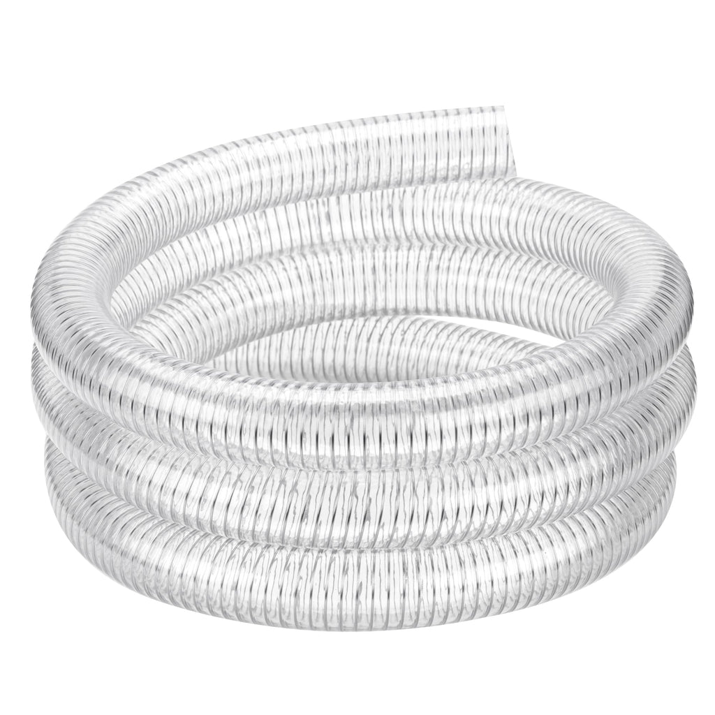 1"id-5ft PVC Reinforced Tubing Steel Wire Suction Flexible Hose Vinyl Tubing Heavy Duty PVC Vacuum Hose Drain Fuel Oil Gas Water for Marine Bilge Pump Pond Spa