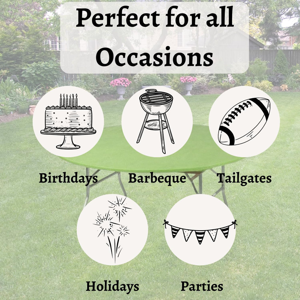 Kwik-Covers 60" Round Fitted Plastic Table Covers, 5 Pack (Black)