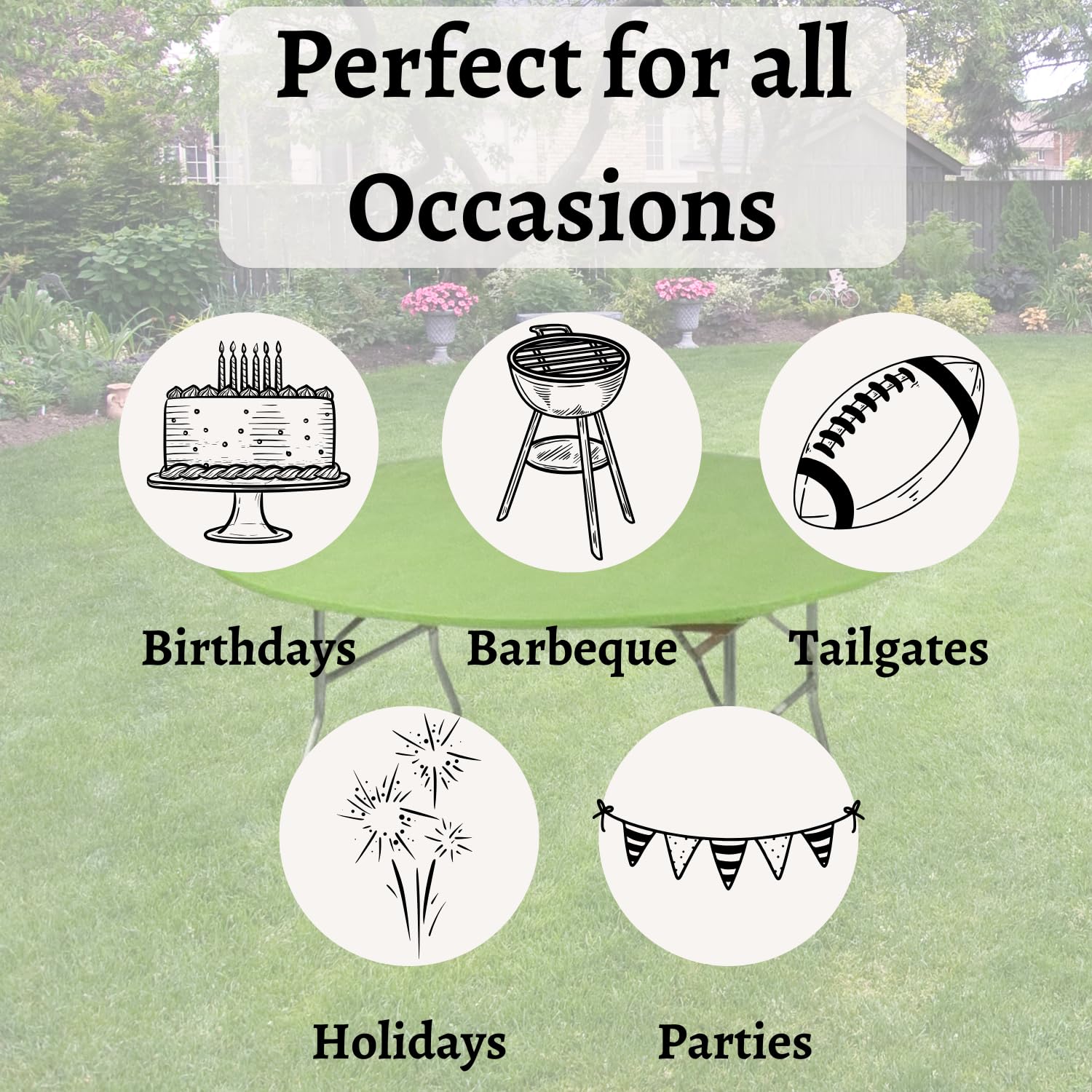 Kwik-Covers 60" Round Fitted Plastic Table Covers, 5 Pack (Black)