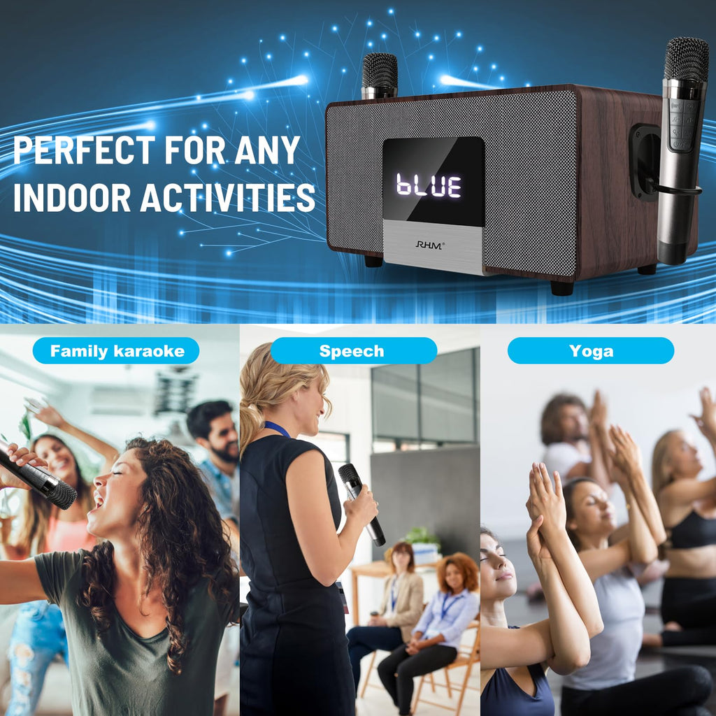 RHM K222 Karaoke Machine for Smart TV with Optical Input–Ultra-Low Latency, 3-Mic Support, 90FT Range, 70W Rich Stereo Sound, Voice Beautifier, Bluetooth/RCA, Perfect for Family Parties