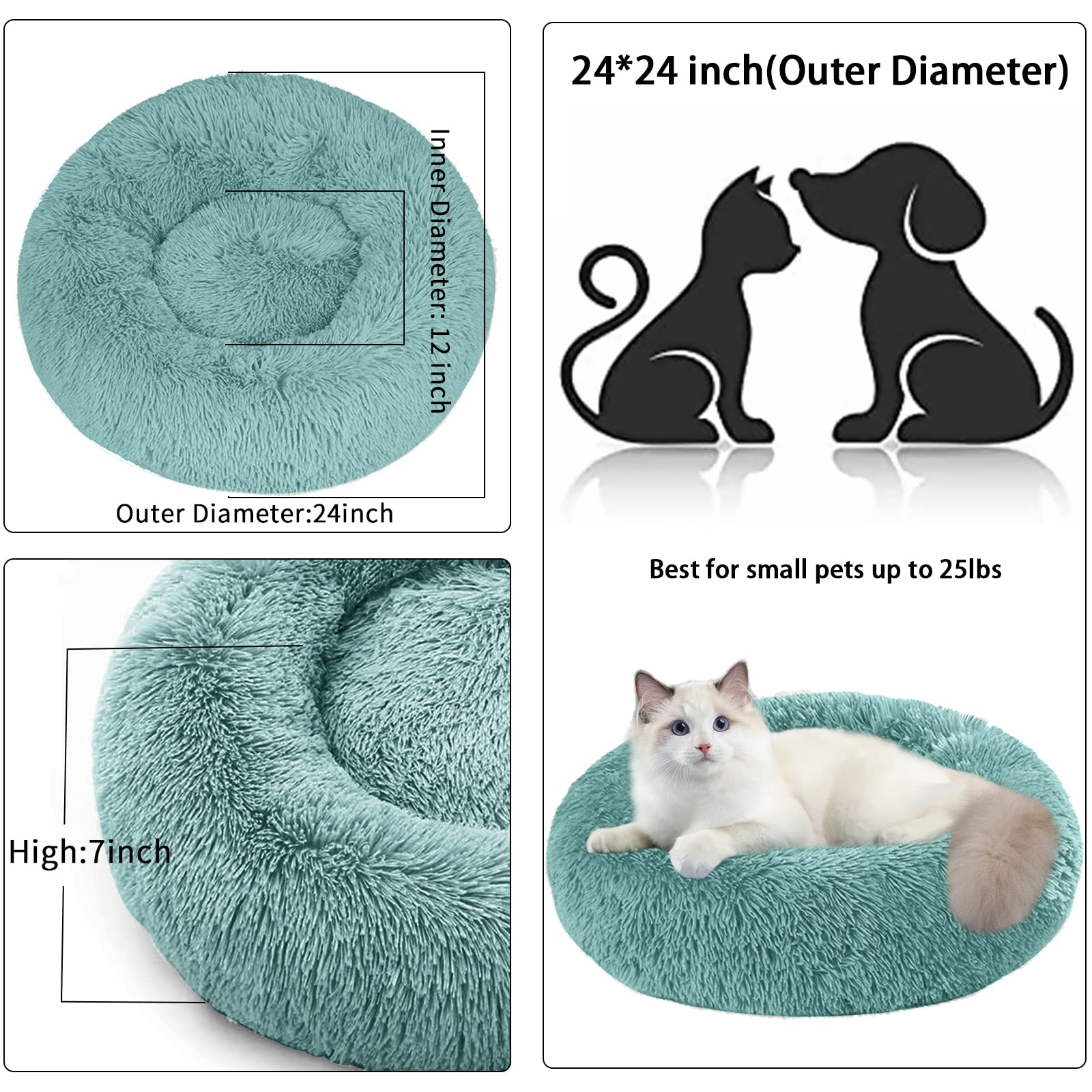 Nisrada Cat Beds for Indoor Cats,15.7 Inch Small Cats Beds, Washable-Round Pet Bed for Puppy and Kitten with Slip-Resistant Bottom