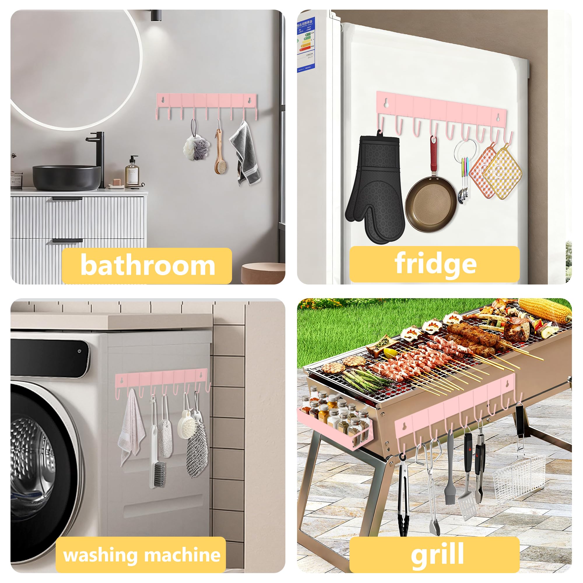 SMRCAD Magnetic Spice Rack Organizer for Fridge Seasoning Organizer for Kitchen storage with Screw Magnetic Shelf with Hook for Refrigerator and Oven (4pack1hook-Bronze)