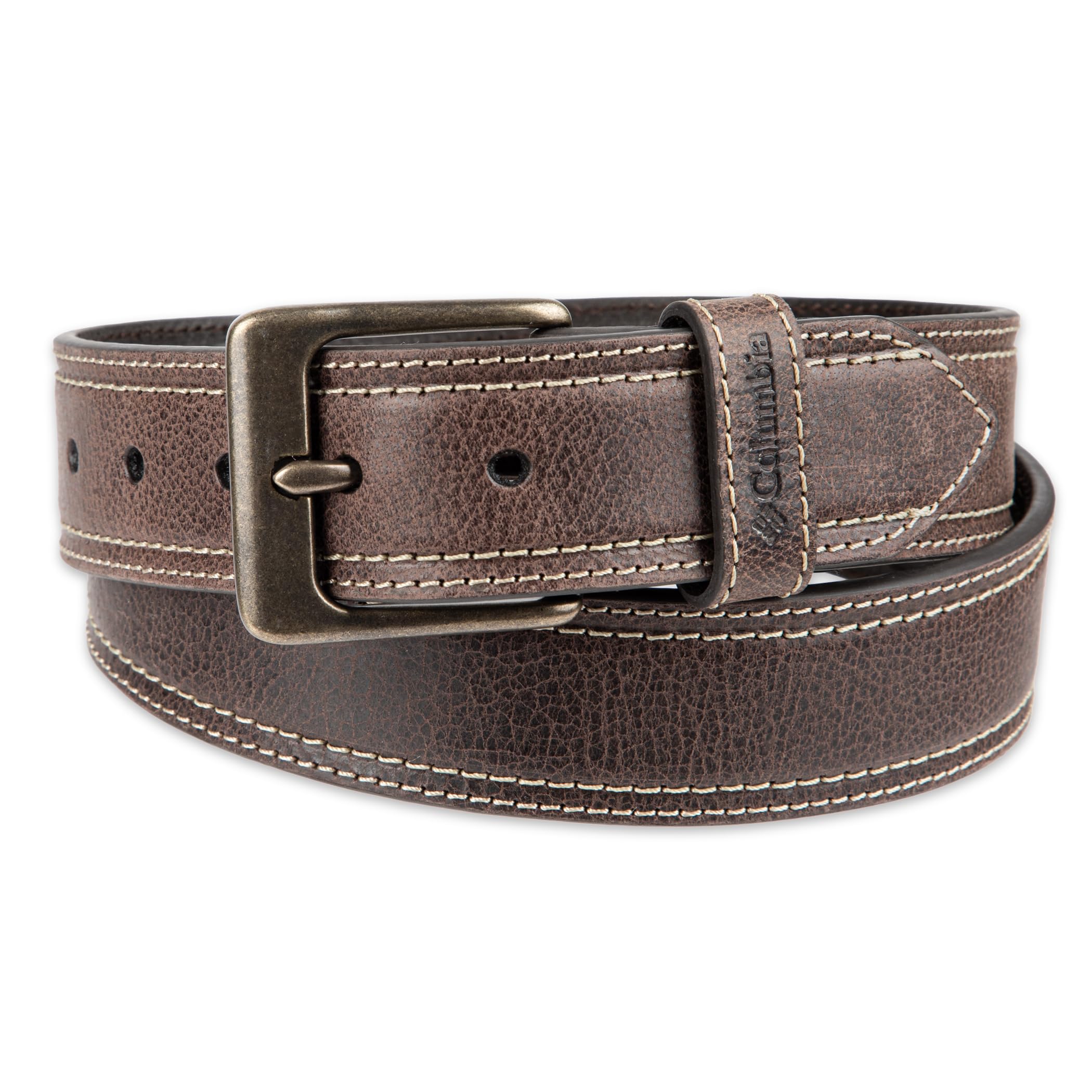 Columbia Men's Leather Casual Belt Tan & Brown Classic Style for Everyday Wear