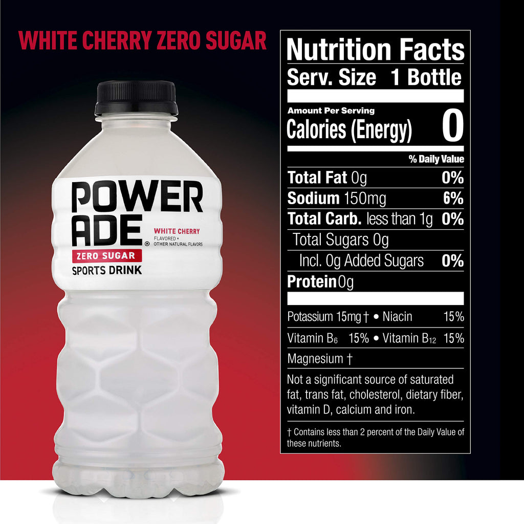 POWERADE White Cherry Zero, 28 Fl oz
