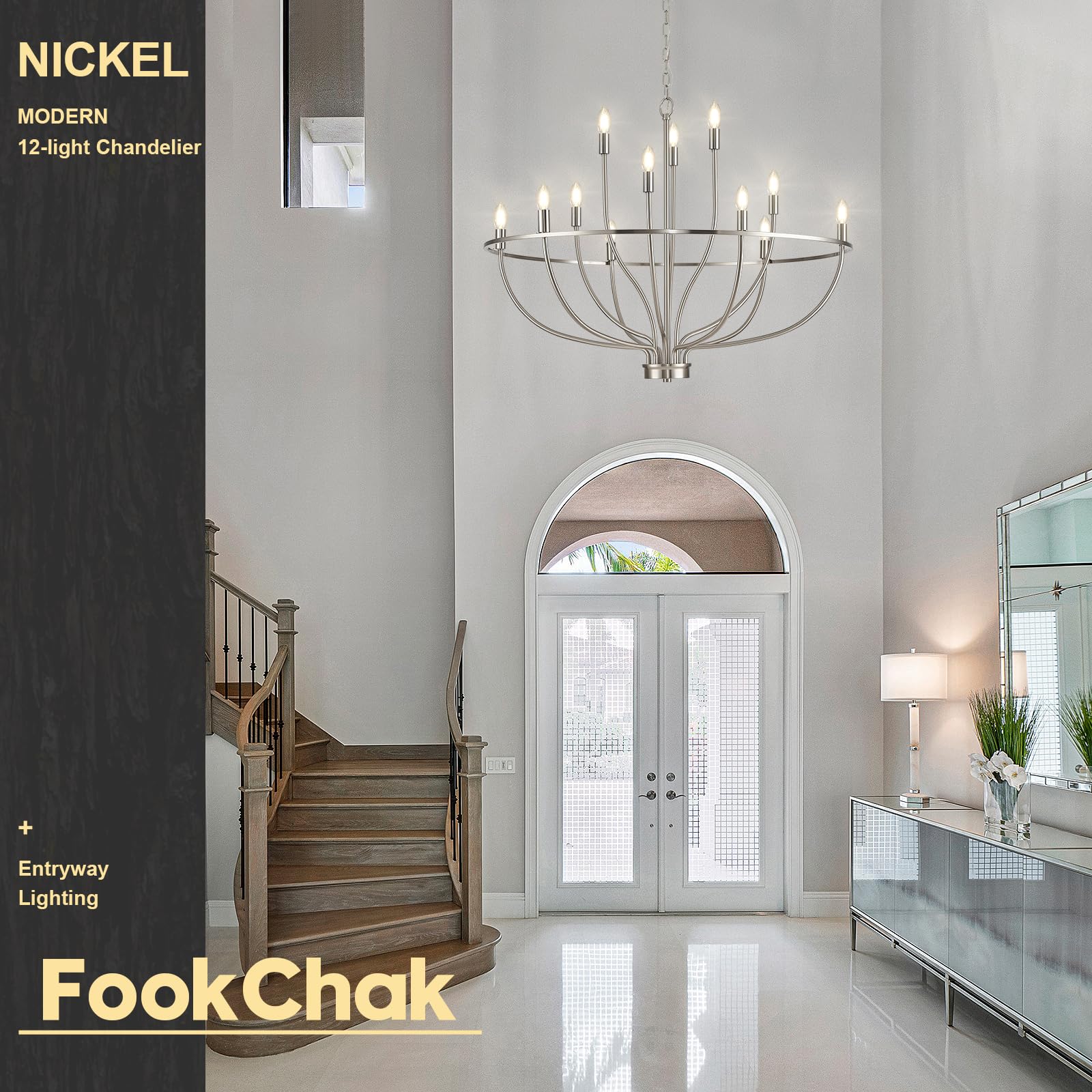 Black Chandelier 6-Light Dining Room Chandelier Kitchen Chandeliers Over Table Round Living Room Chandelier Light Fixture for Bedroom, Kitchen, Foyer